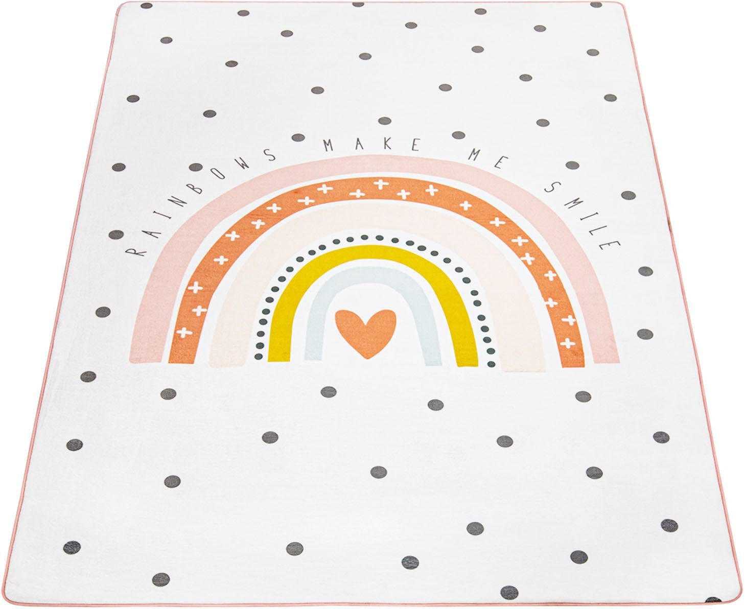 Kinderteppich Chicos 552, Paco Home, rechteckig, Höhe: 2 mm, Flachgewebe, niedlich, Kinder Design, Motiv Regenbogen, Pastell-Farben