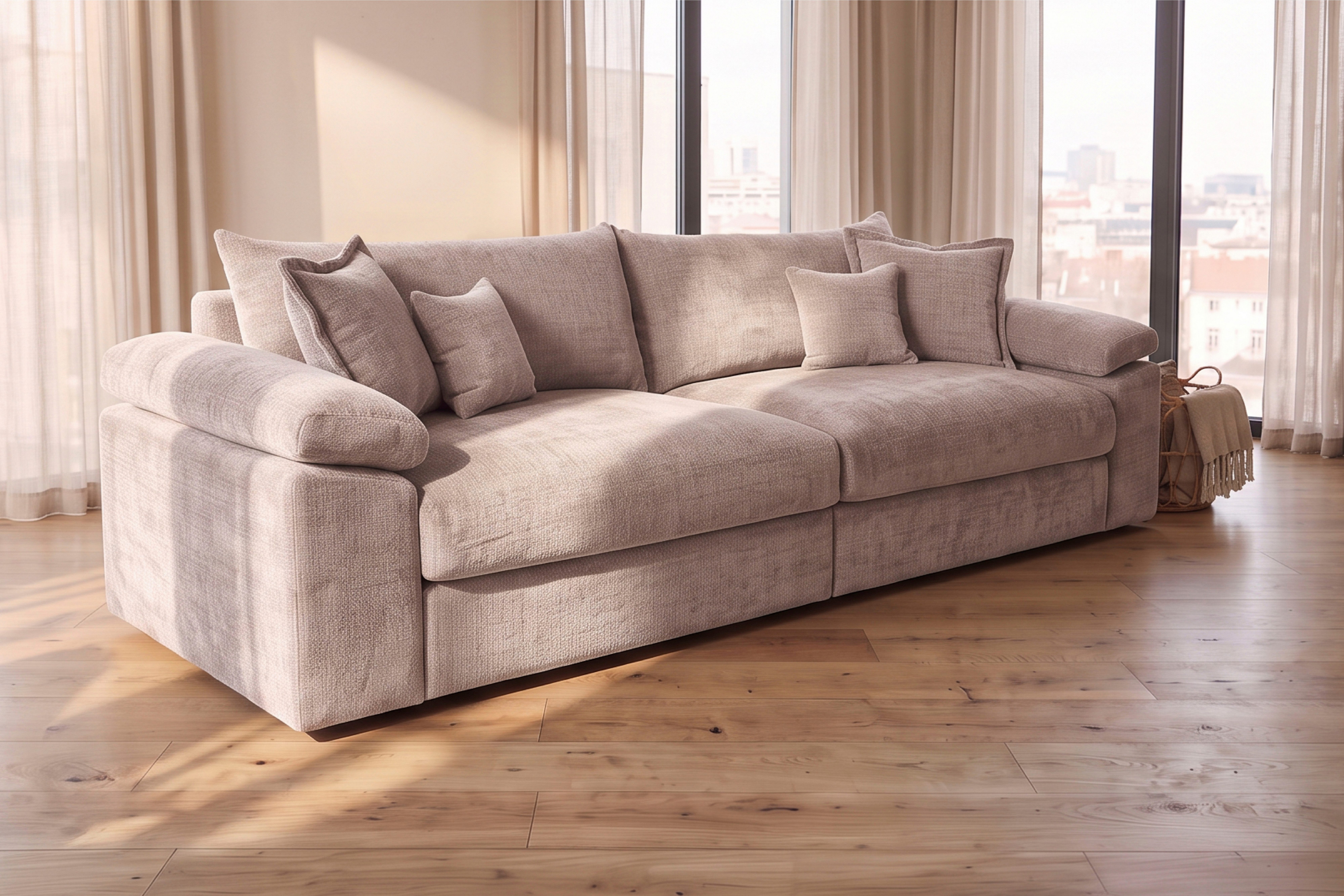 OTTO home Big-Sofa Soft&Cosy XXL, B: 303 cm - OTTO. Verlässliche Qualität., Mega-Sofa, Cord oder Chenille-Struktur, mit Federkern & 4 Zierkissen