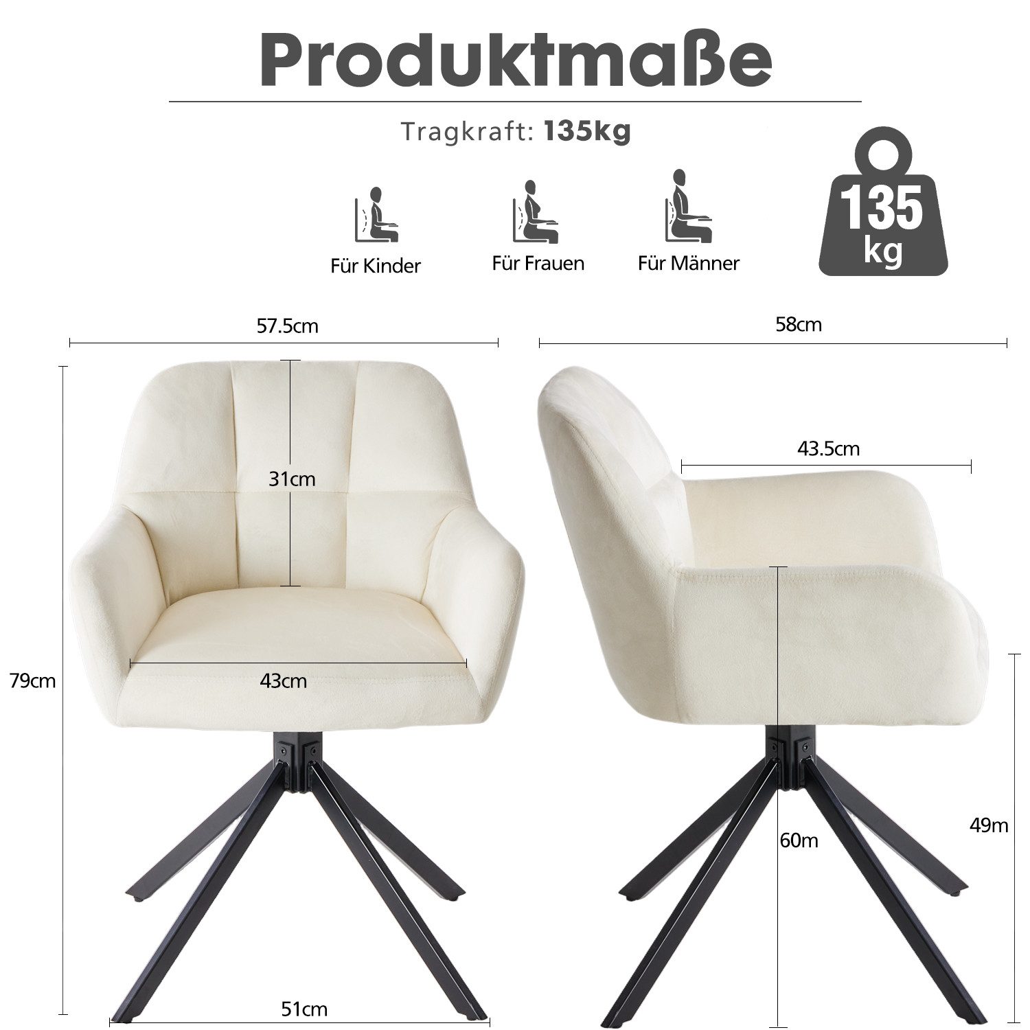 DUMOS Esszimmerstuhl Drehbarer Küchenstuhl Set – günstig online kaufen