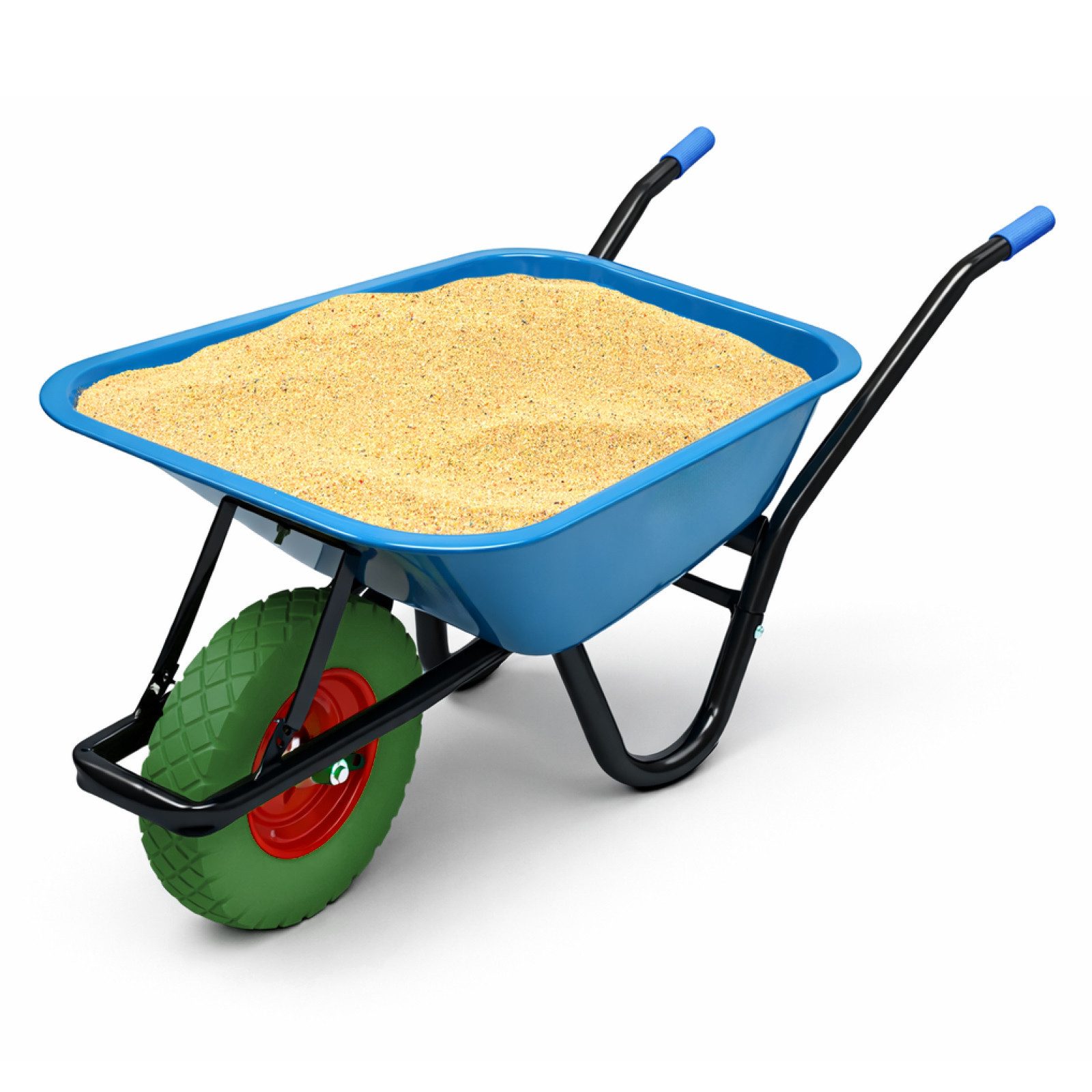 Bituxx Schubkarre Schwarz Mulde Blau mit PU Rad Grün, (MS-19708)