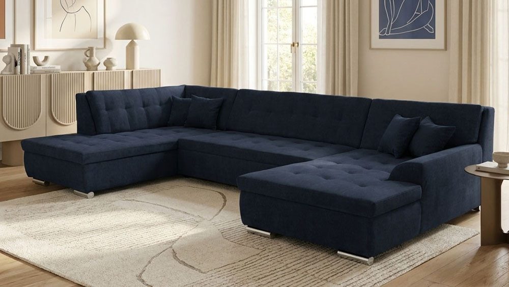OTTO home Wohnlandschaft Torrnby 360 x 201 cm, mit Steppungen, modern & stabil, U-Form, aus pflegeleichtem, weichem Luxus-Microfaser