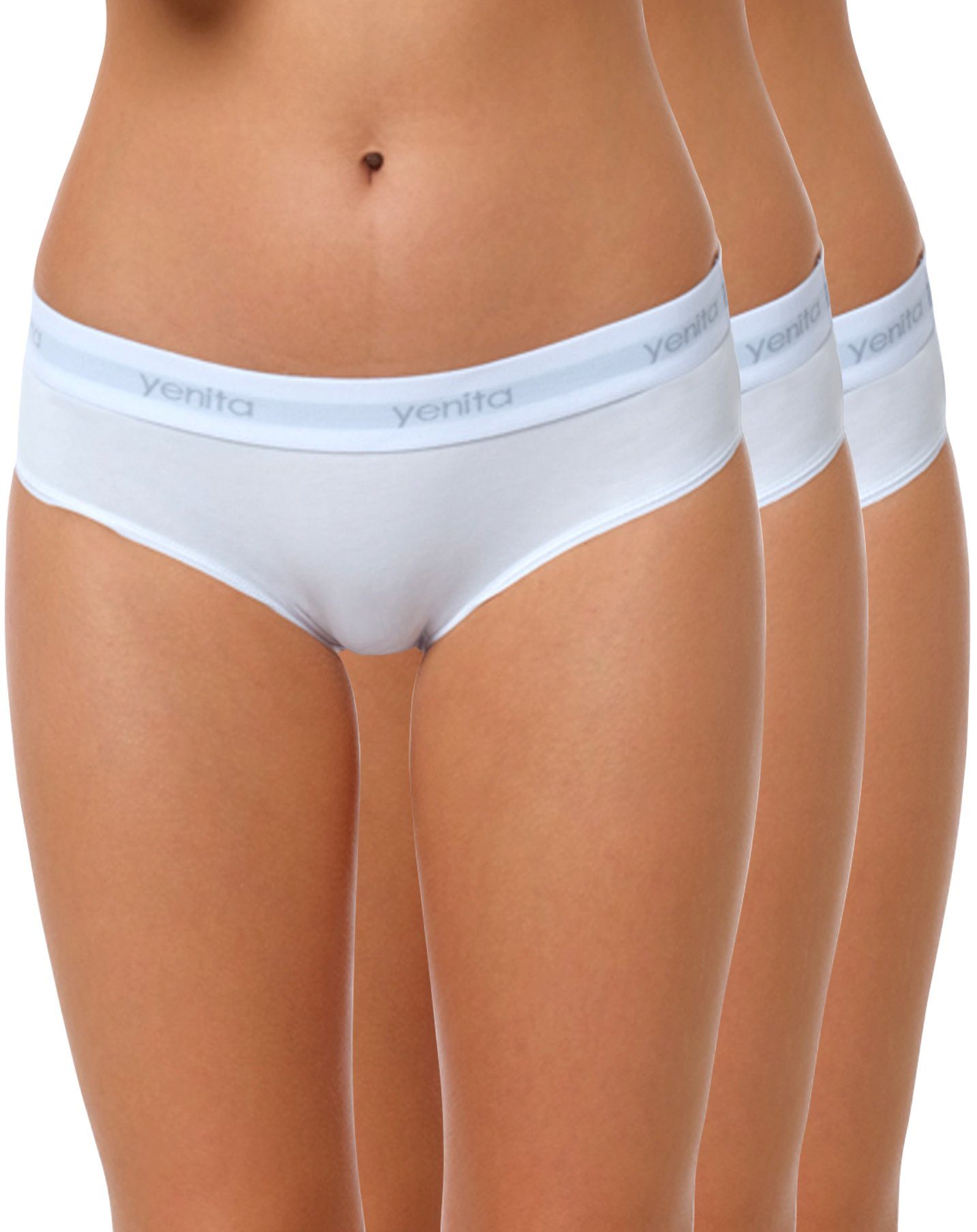 Yenita® Slip Modern-Sports-Collection (3-St) in weicher Baumwoll-Stretch-Qualität weiss