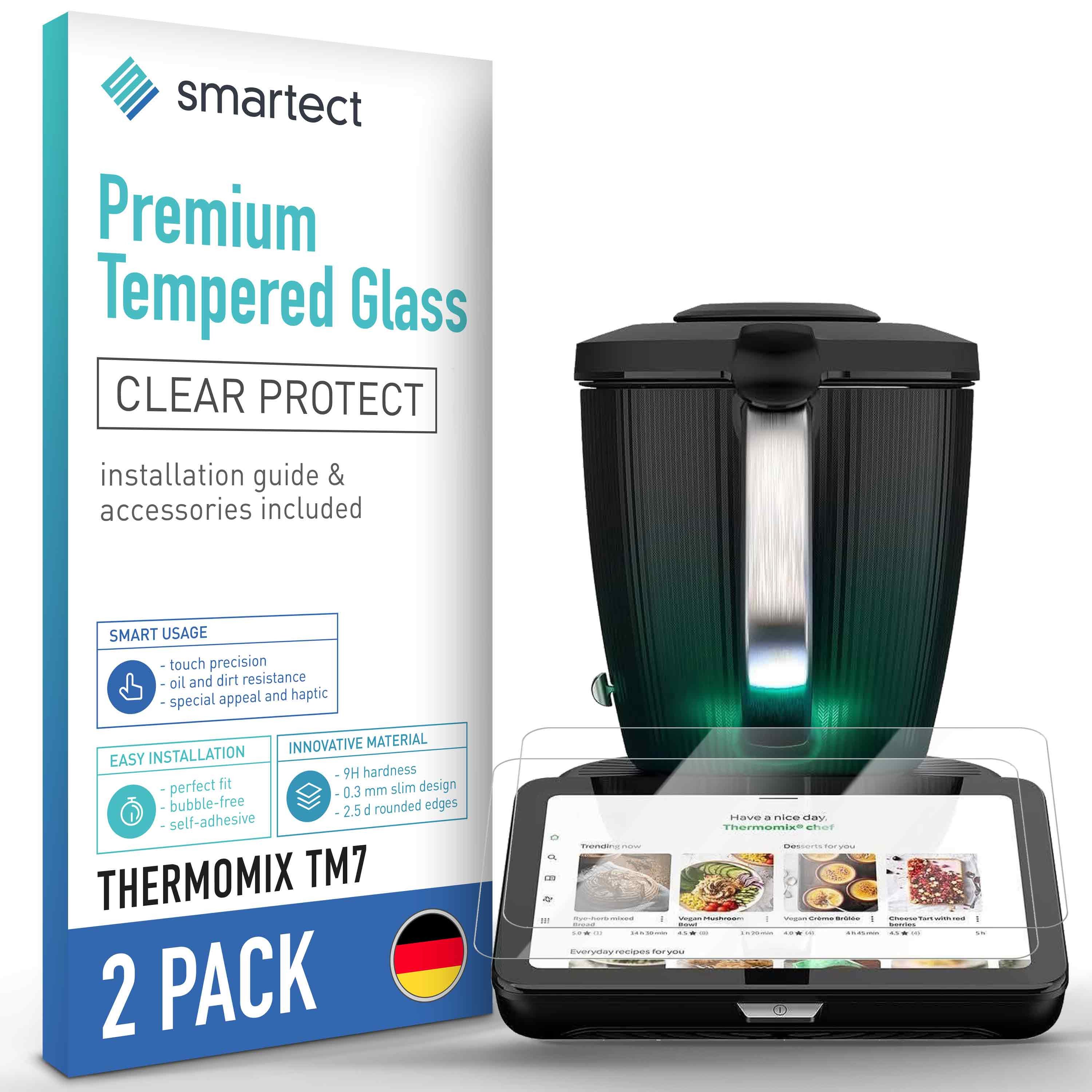 smartect Displayschutzglas Schutzglas Panzerfolie Klar für Thermomix TM7, Set, 2 Stück, Schutzfolie Glasschutz Bildschirm