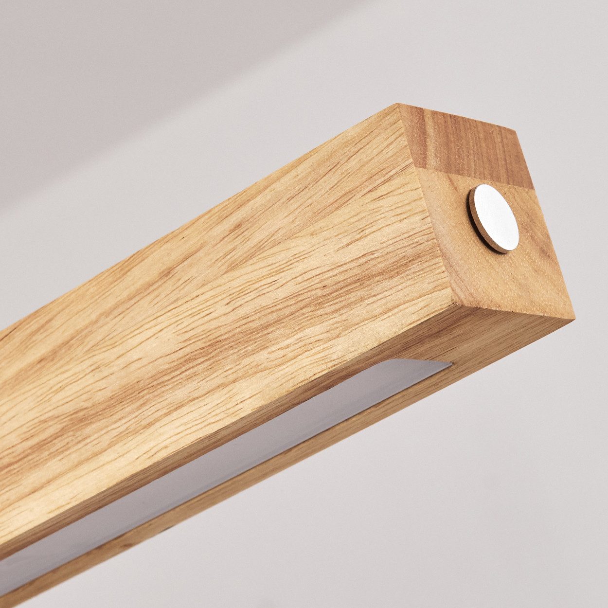 hofstein Pendelleuchte dimmbare Hängelampe aus Metall/Holz/Kunststoff in Schwarz/Naturfarben, LED wechselbar, 3000-6000 Kelvin, skandinavisches Design, Touchdimmer, LED 20 Watt, 2100 Lumen
