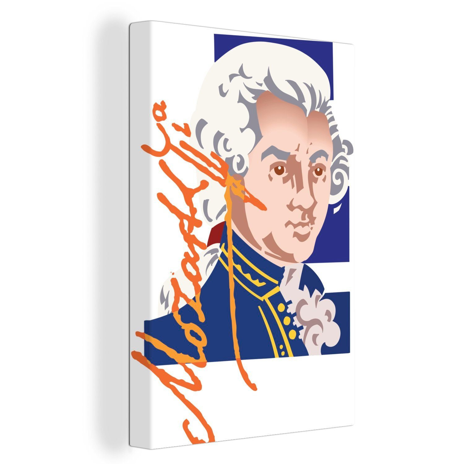 OneMillionCanvasses® Leinwandbild Illustration von Mozart in Farbe, (1 St), Leinwandbild fertig bespannt inkl. Zackenaufhänger, Gemälde, 20x30 cm