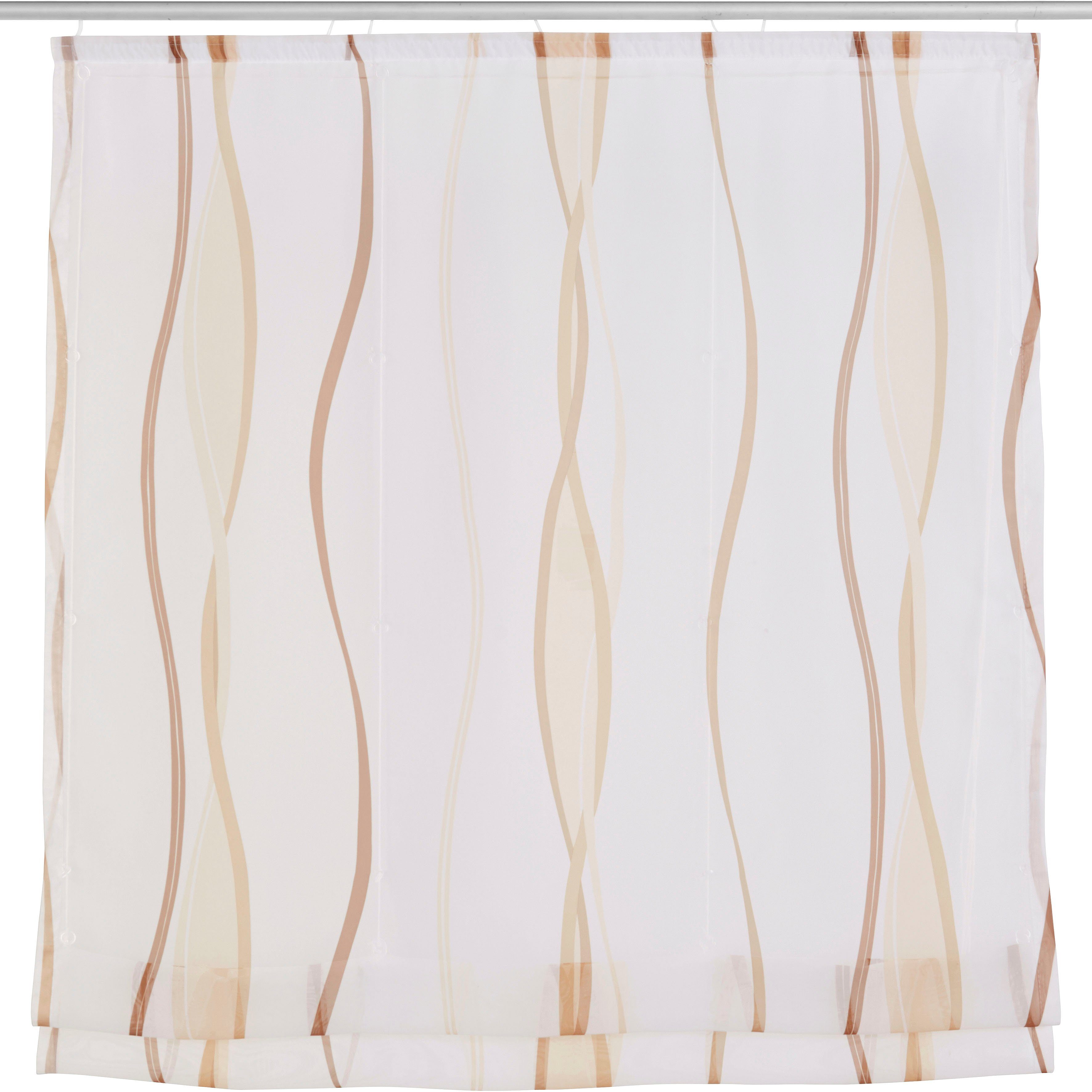 Raffrollo Dimona, my home, mit Klettschiene, Transparent, Voile, Polyester, Wellen creme/schoko