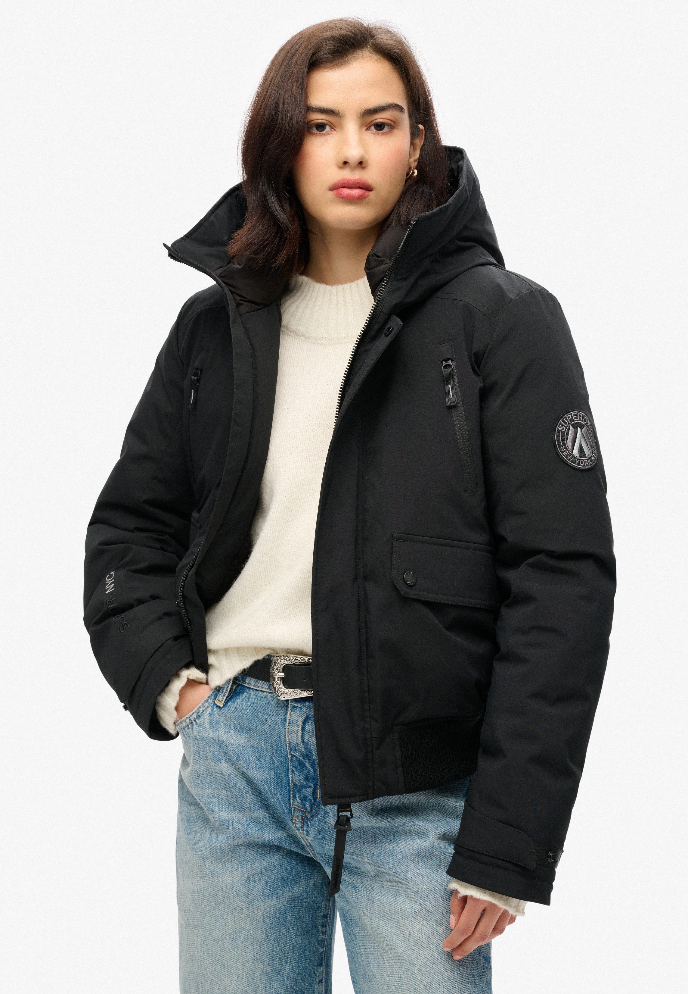 Superdry Bomberjacke CITY PADDED BOMBER JACKET Materialmix, regular fit