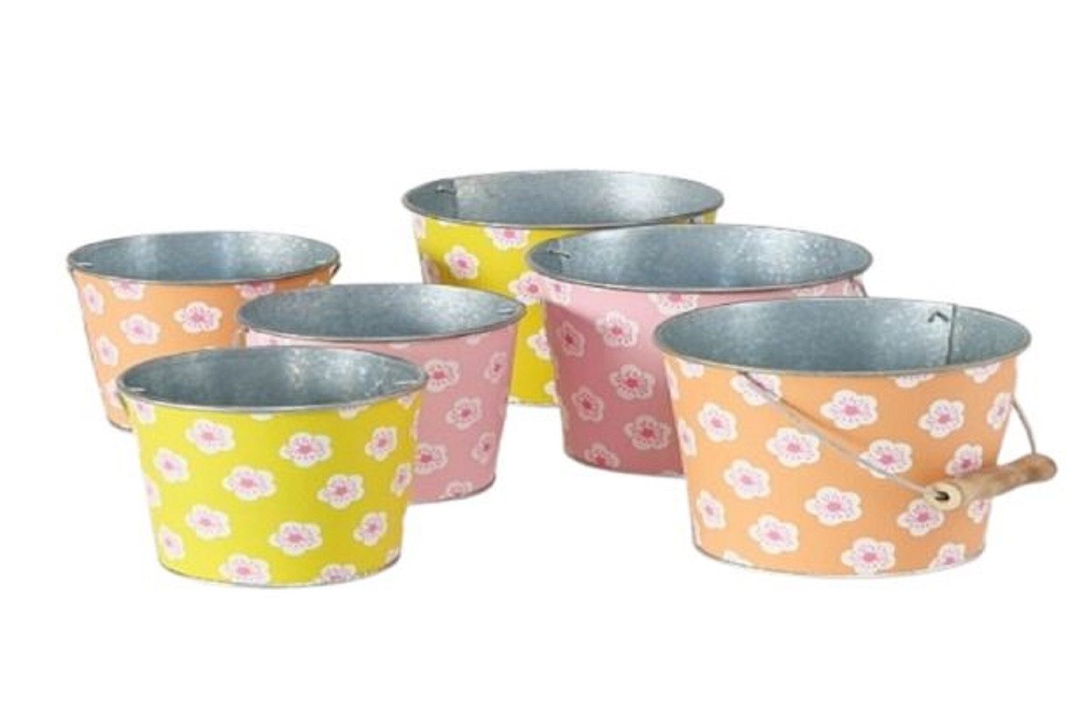BOLTZE GRUPPE GmbH Übertopf Pflanztopf Blossom Eisen Gelb, Rosa oder Orange 2er-Set