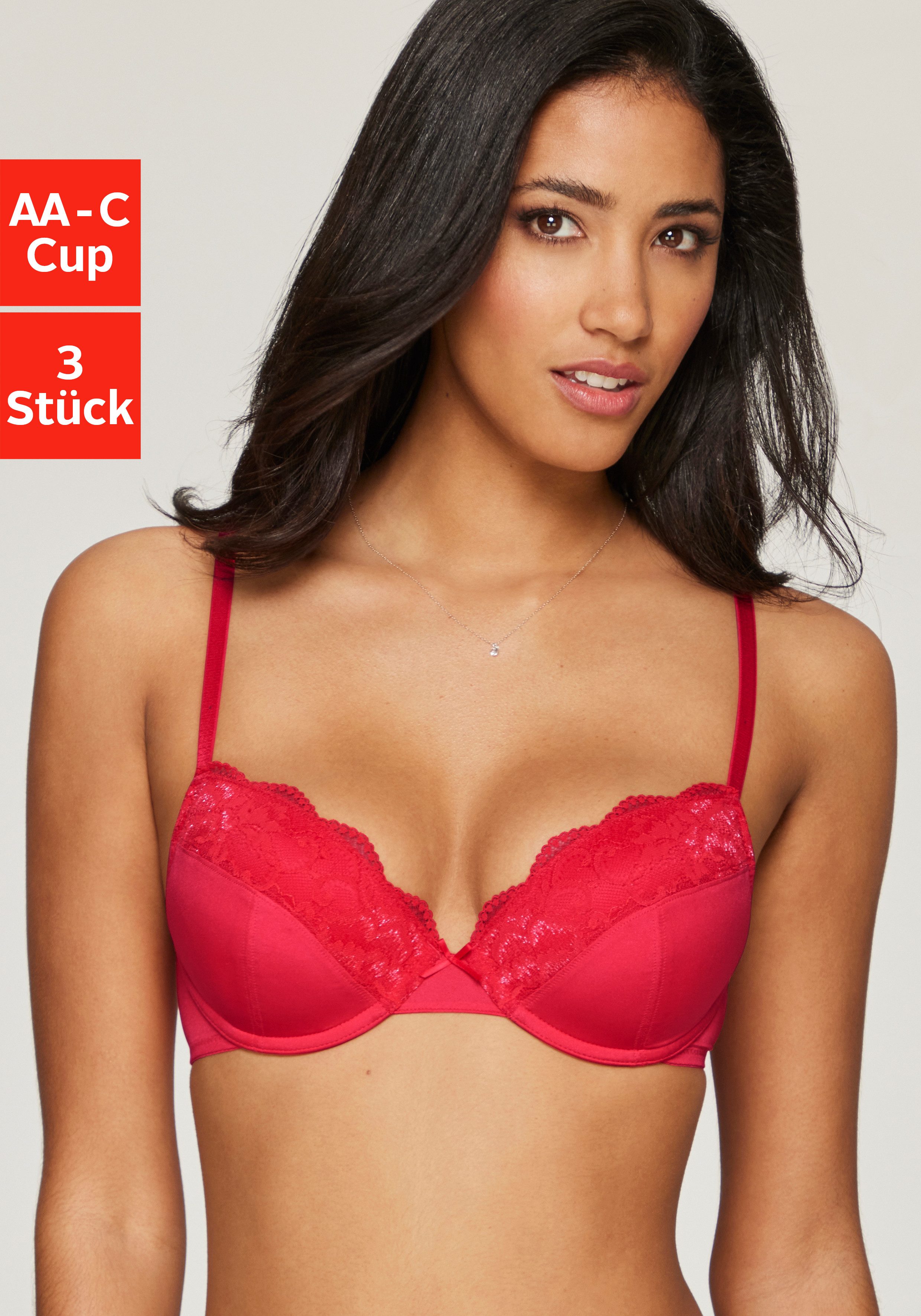 petite fleur by Lascana Push-up-BH (Packung, 3 Stück) mit Bügel & herausnehmbaren Kissen