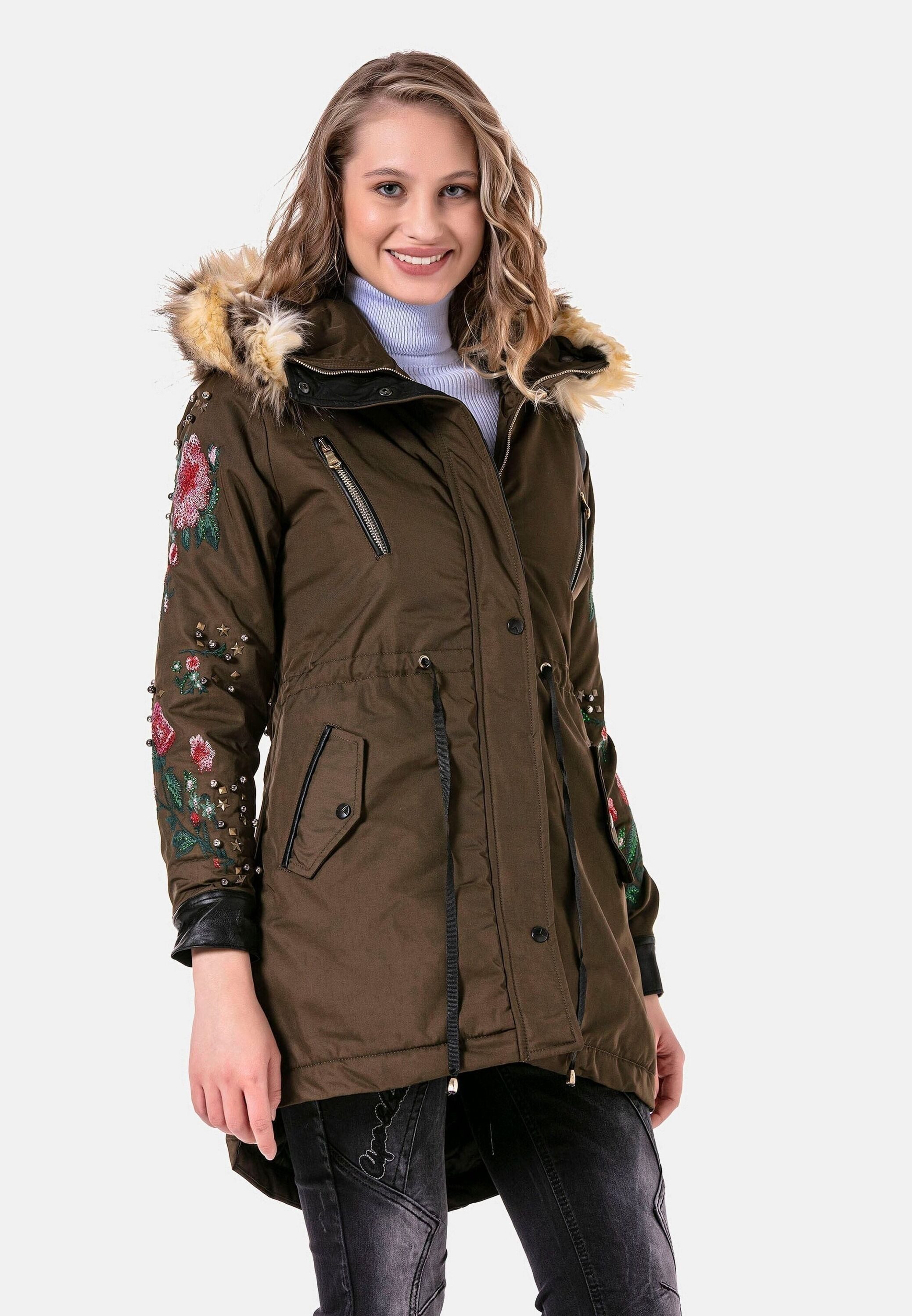 Cipo & Baxx Parka Jacken mit Kunstleder und Nieten, WJ-136 – Bild 4 von 5