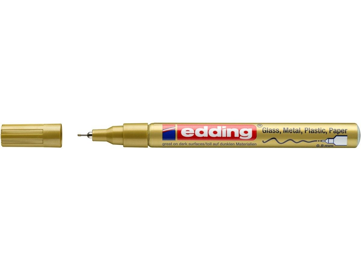 edding Marker Glanzlack-Marker 780 creative Rundspitze 0,8 mm Gold, wasserfest hitzebeständig bis 400 Grad extrem lichtbeständig
