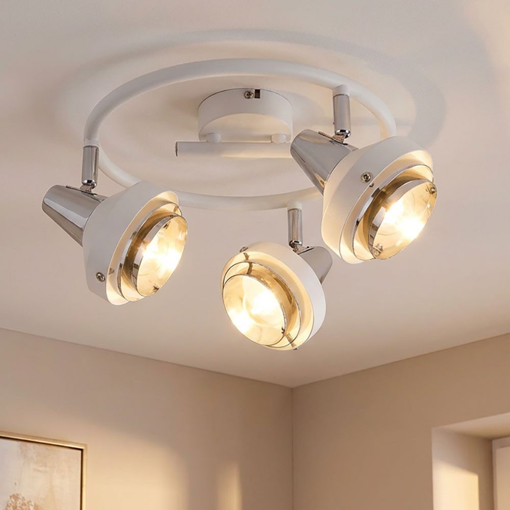 GLOBO LIGHTING Deckenspot, Leuchtmittel nicht inklusive, Retro Decken Leuchte Chrom Spot Rondell Strahler