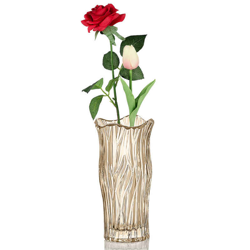 Homewit Tischvase Klare Glasvase, Kristall Blumenvase, für Wohnzimmer Hochzeit (1 St), Röhren-Blumenvase, Hydrokultur Pflanzen Küche Deko