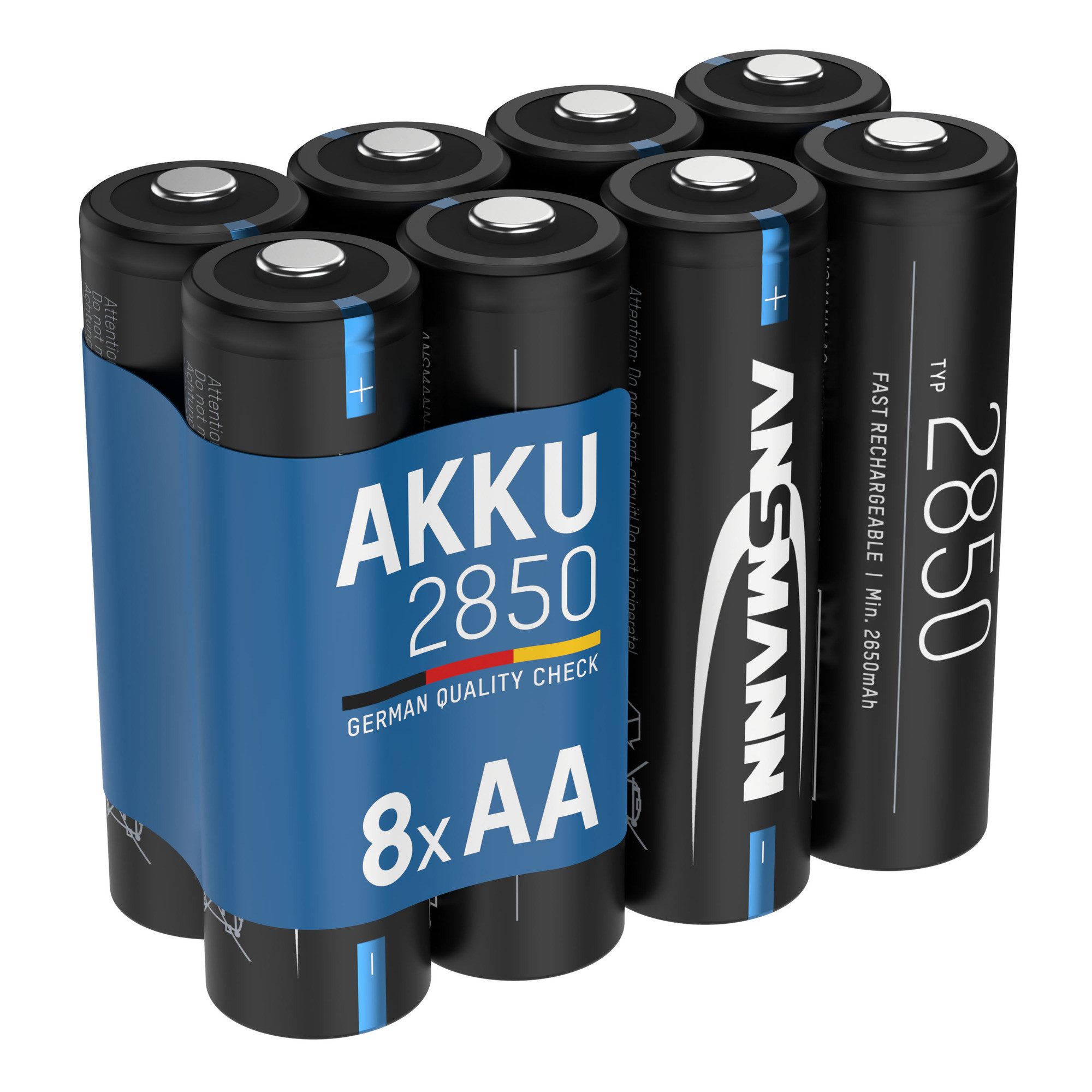 ANSMANN AG Akku Mignon AA, min. 2650 mAh 1,2V, 8 Stück, hohe Kapazität Akku 2850 mAh (1.2 V)
