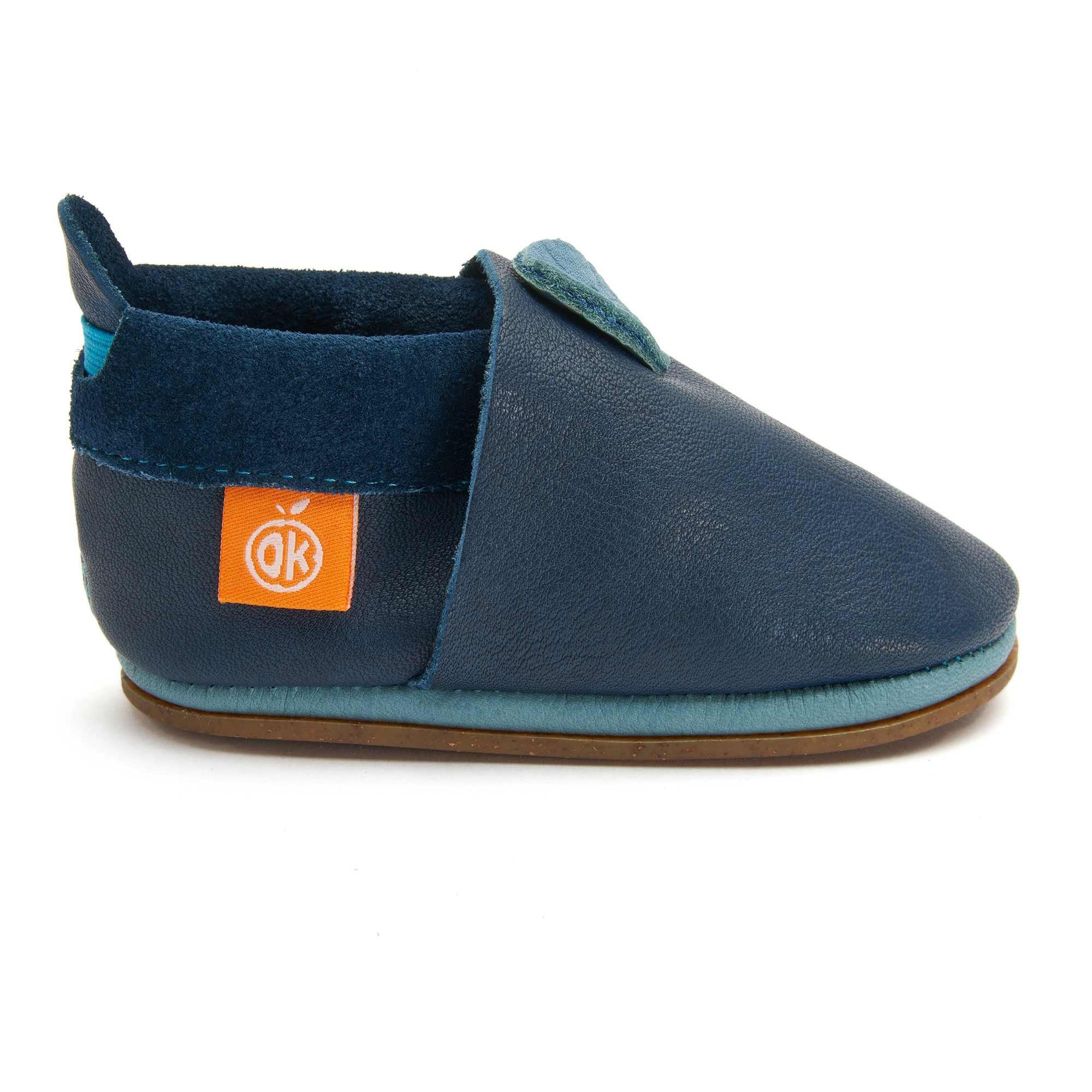 Orangenkinder® Klassik mit Sohle Kinder Hausschuh pflanzlich gegerbtes Leder, Made in Germany, Kindergartenschuh