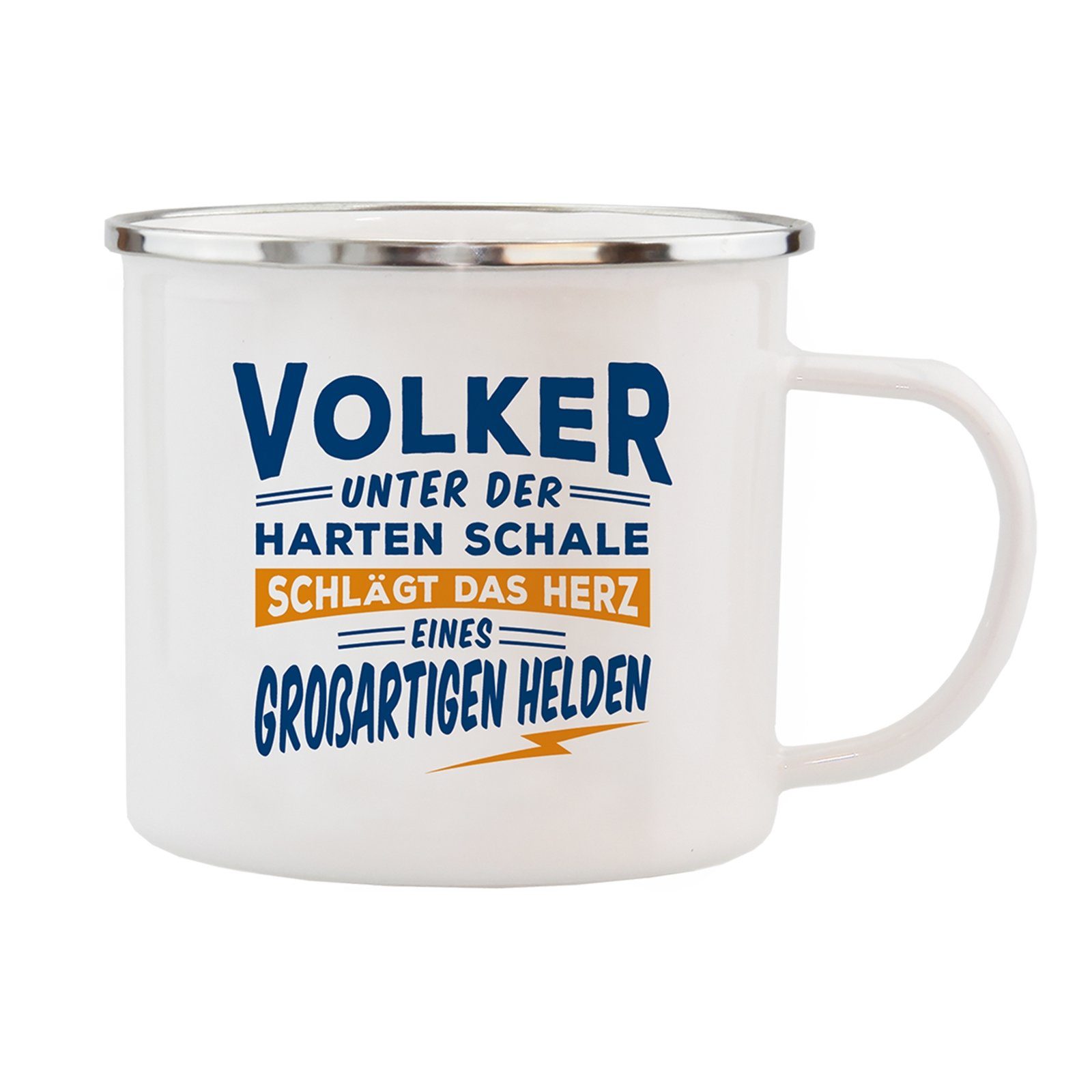 HTI-Living Becher Echter Kerl Emaille Becher Volker, 1-tlg., Emaille, Kaffeetasse Teetasse Männergeschenk