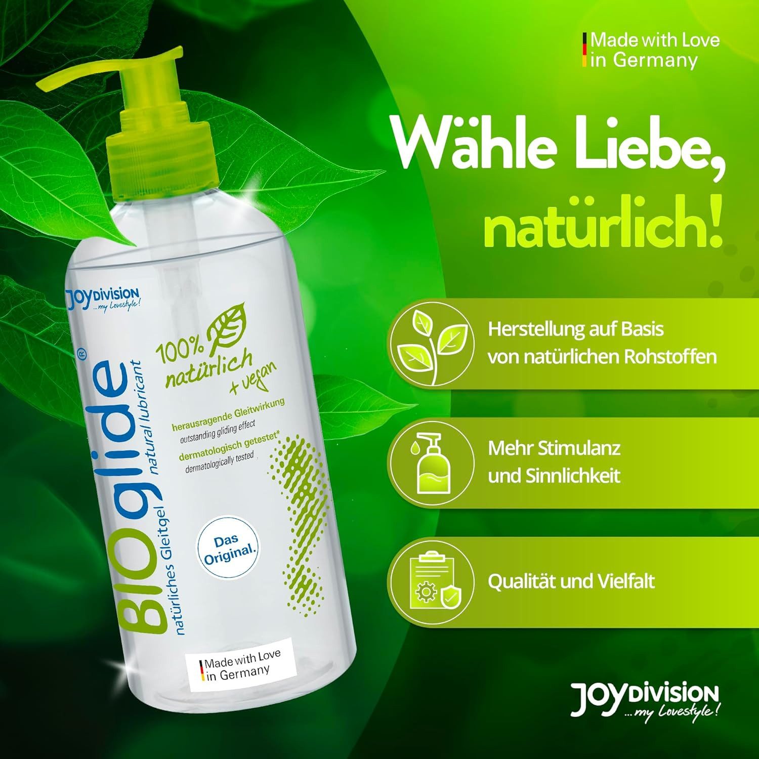 JOYDIVISION Gleitgel BIOglide Original, Biogleitgel, zertifizierte Naturkosmetik, vegan, natürliche Inhaltsstoffe