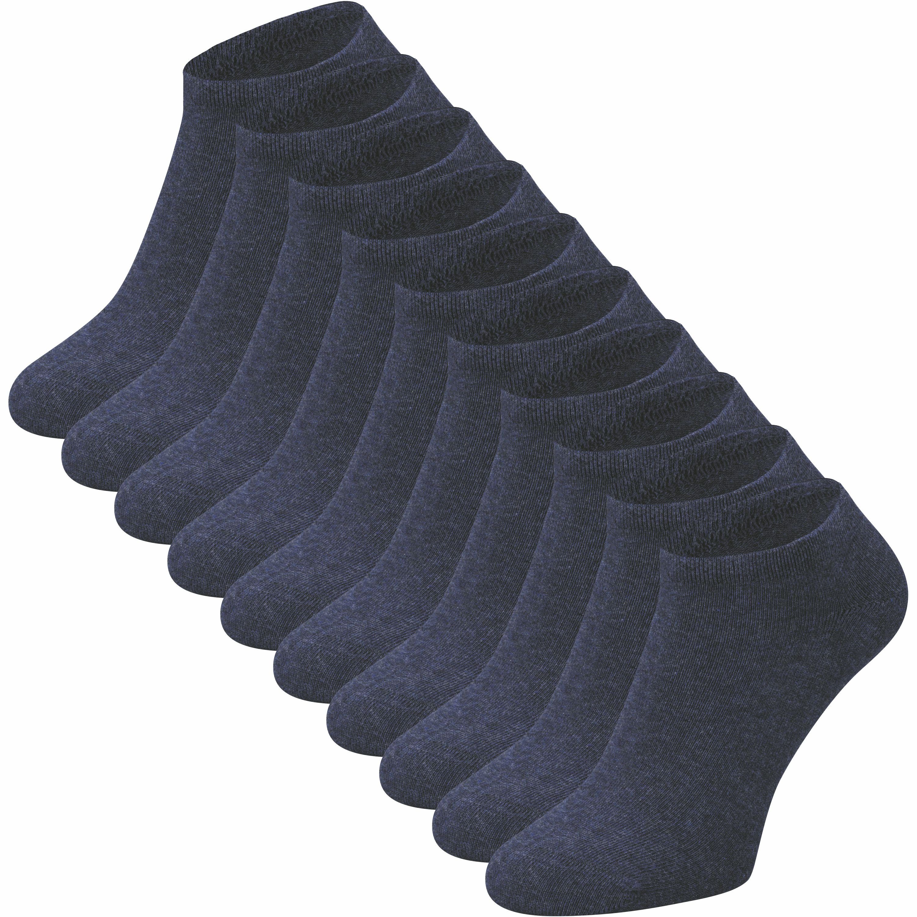 ca·wa·so Sneakersocken für Damen & Herren mit Baumwolle in schwarz, weiß, grau, blau & natur (10 Paar) Kein Verrutschen dank Bündchen - ohne drückende Naht - extra weich jeans