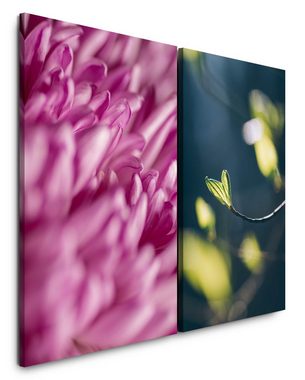 Sinus Art Leinwandbild 2 Bilder je 60x90cm Blumen Blüten Zweig Sanft Zart Dekorativ Makrofotografie