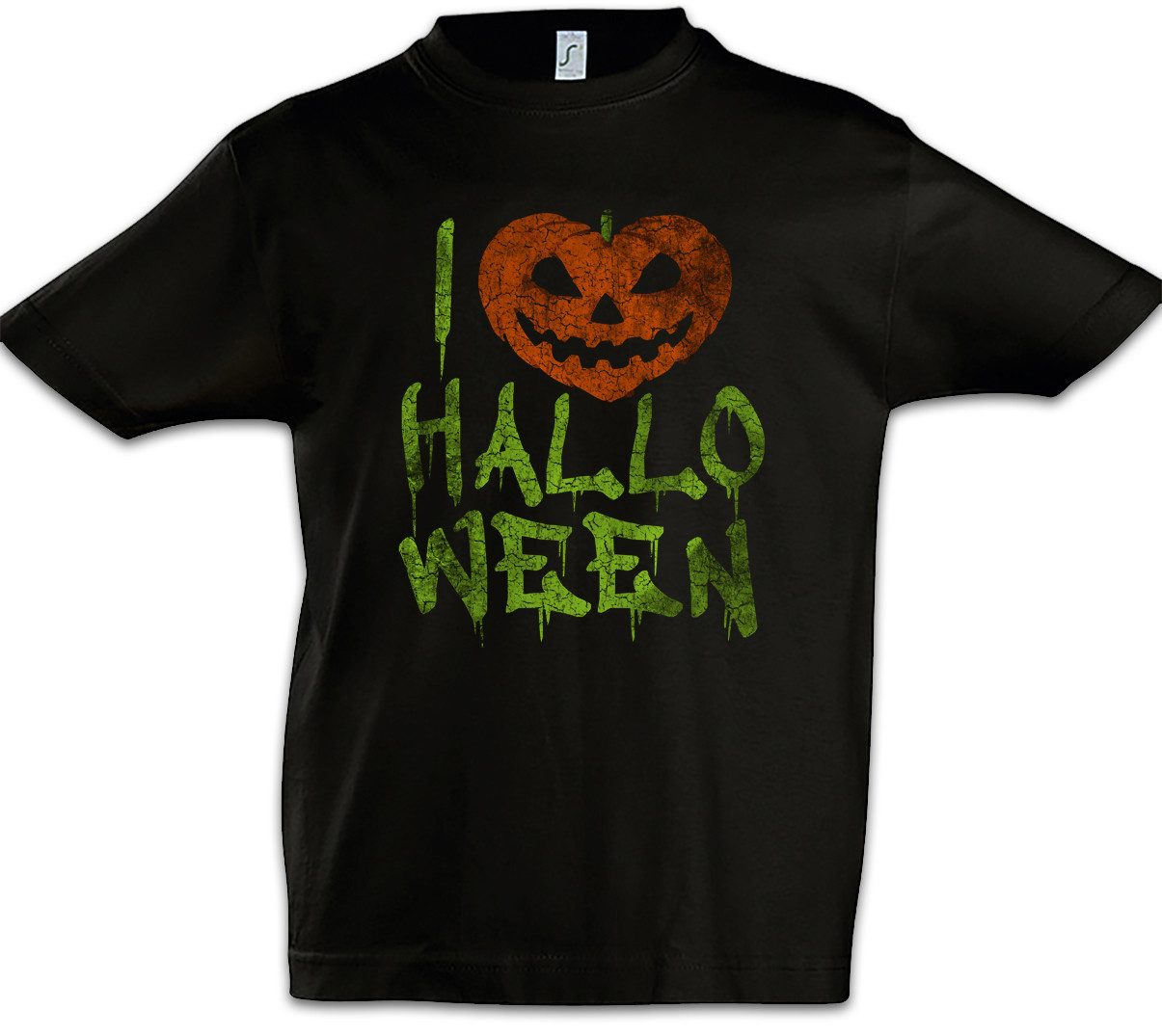 Print-Shirt I Love Halloween Kinder T-Shirt Kürbis Gesicht Laterne Samhain Pumpkin