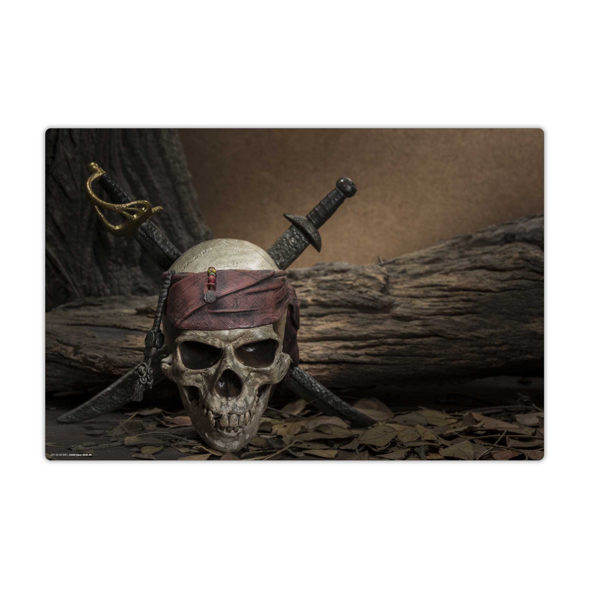 cover-your-desk.de Schreibtischunterlage abwaschbar - Totenkopf Piratensäbel - premium Vinyl - Made in Germany