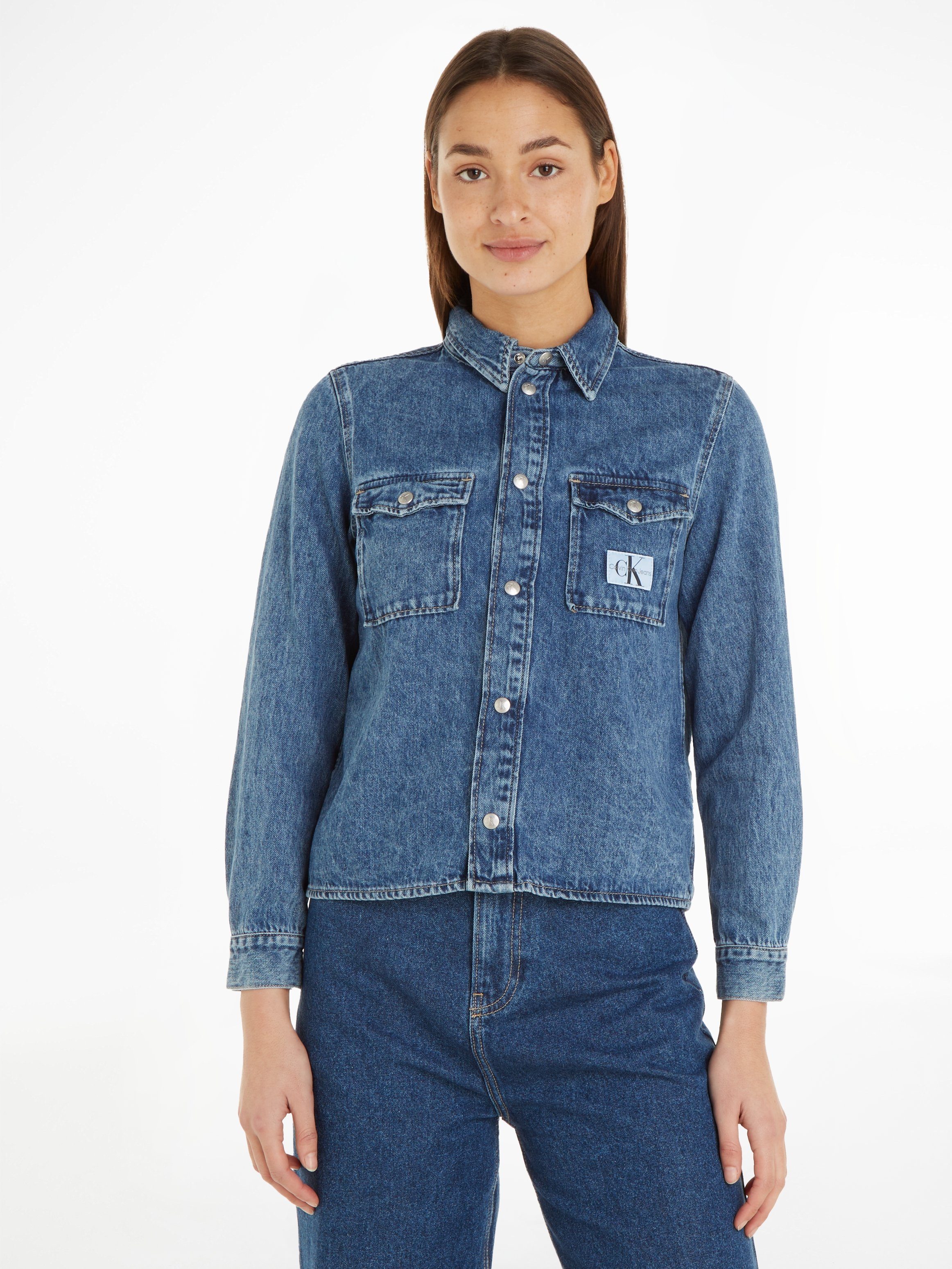 Calvin Klein Jeans Jeansbluse SLIM DENIM SHIRT, Denim/Jeans aus 20%  recycelt Baumwolle