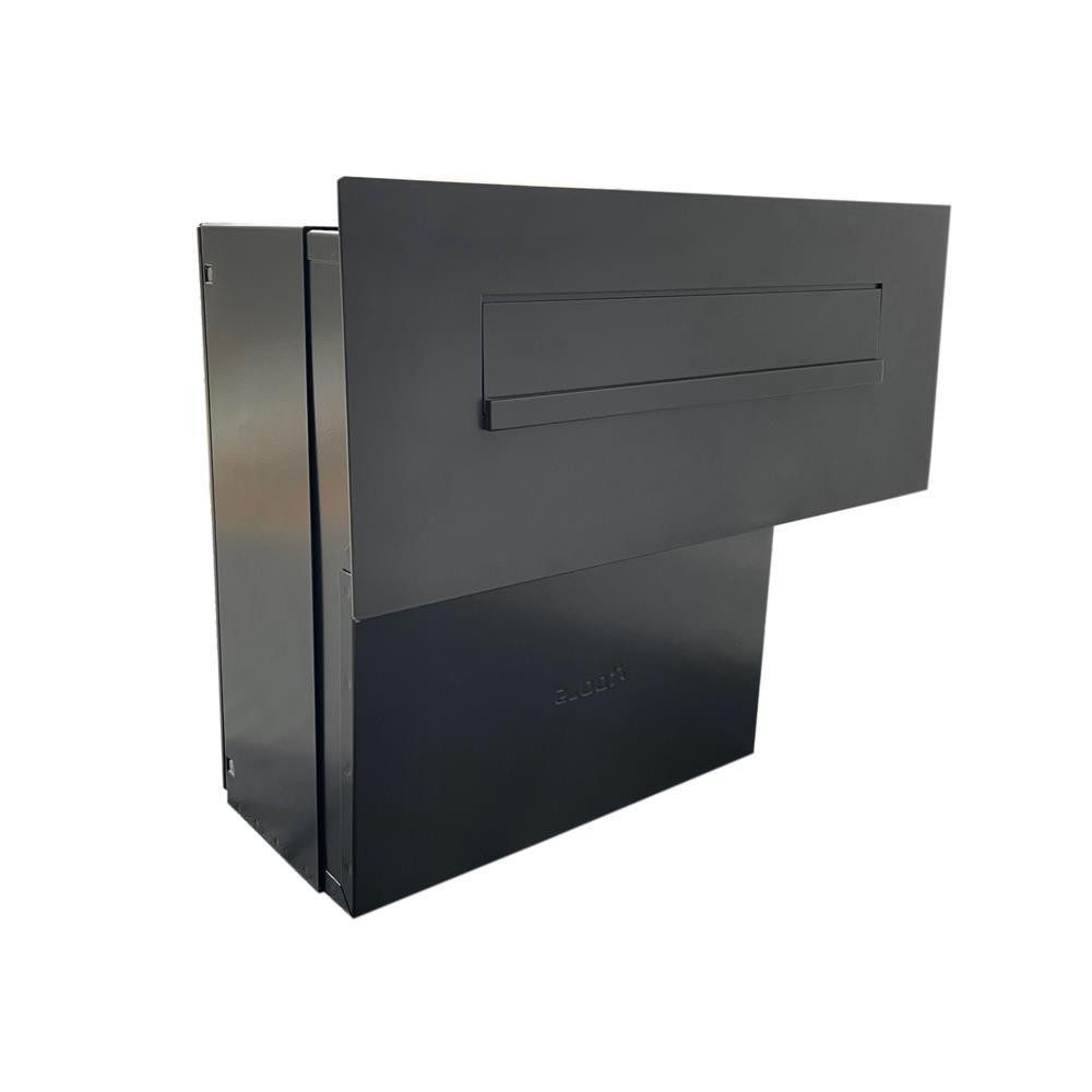 Letterbox24 Briefkasten FLAT Design Edelstahl Durchwurfbriefkasten FX-Serie in RAL (ohne Namensschild - Briefkasten in RAL 7016), Ohne Namensschild