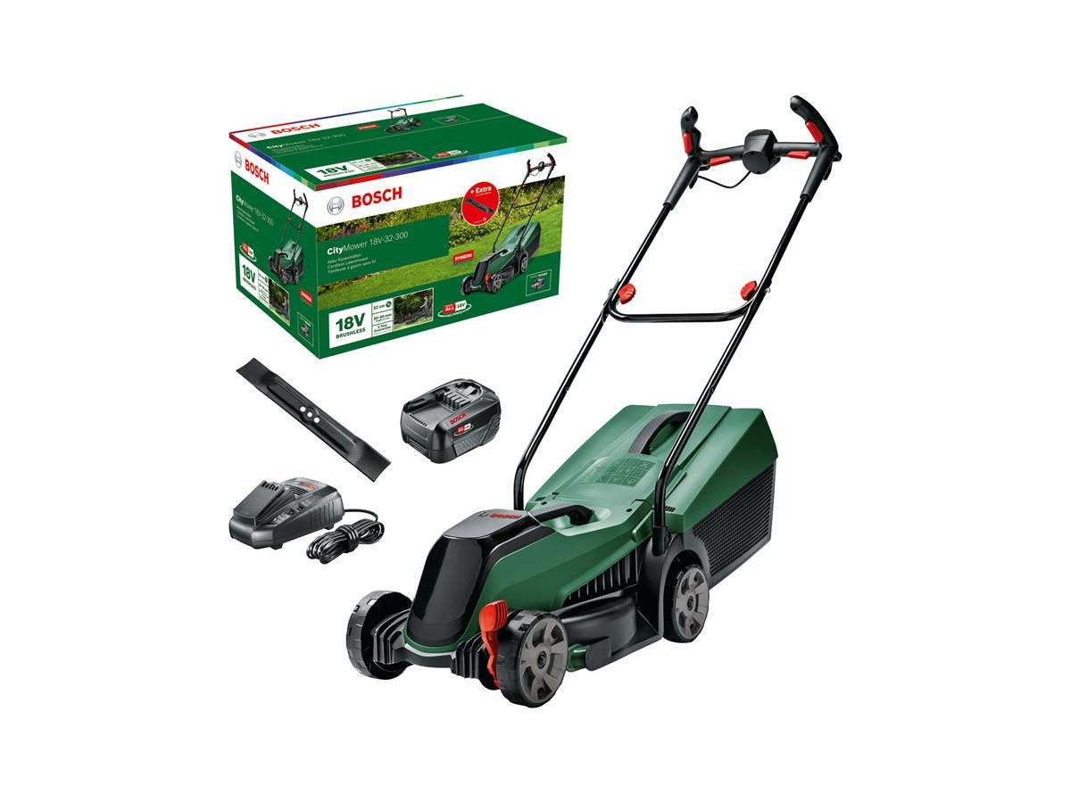 BOSCH Akkurasenmäher CityMower 18V-32-300, 32 cm Schnittbreite, (Akku-Rasenmäher-Set)