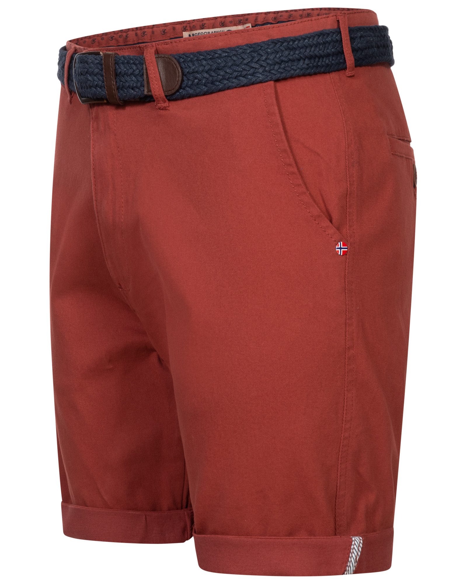 Geographical Norway Bermudas Chino Shorts kurze Hose Bermuda Knielang Stoff bequem mit Gürtel short – Bild 4 von 5