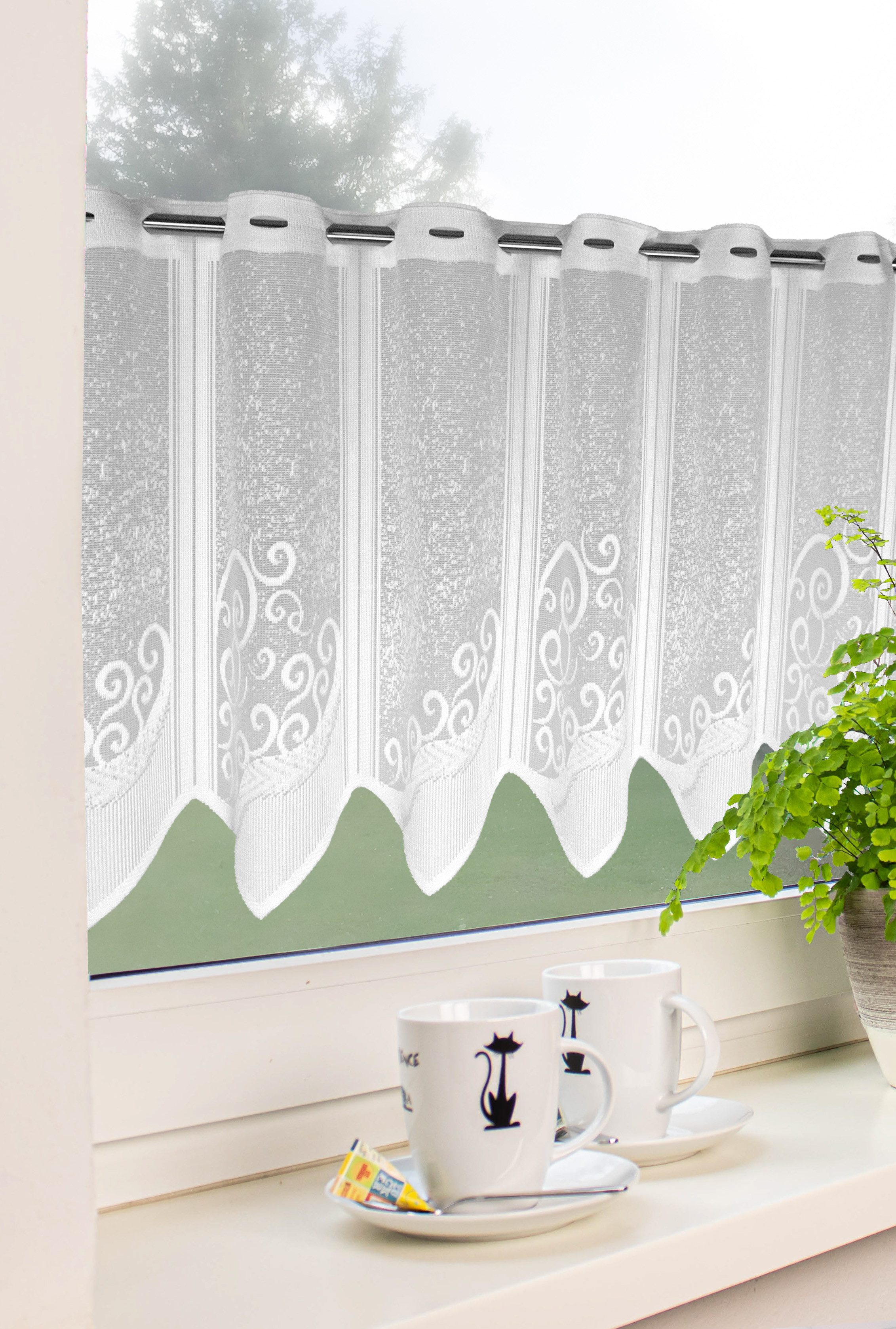 EXPERIENCE Scheibengardine Bistrogardine Jacquard 60x150 cm Scheibengardine modern, Stangendurchzug, halbtransparent