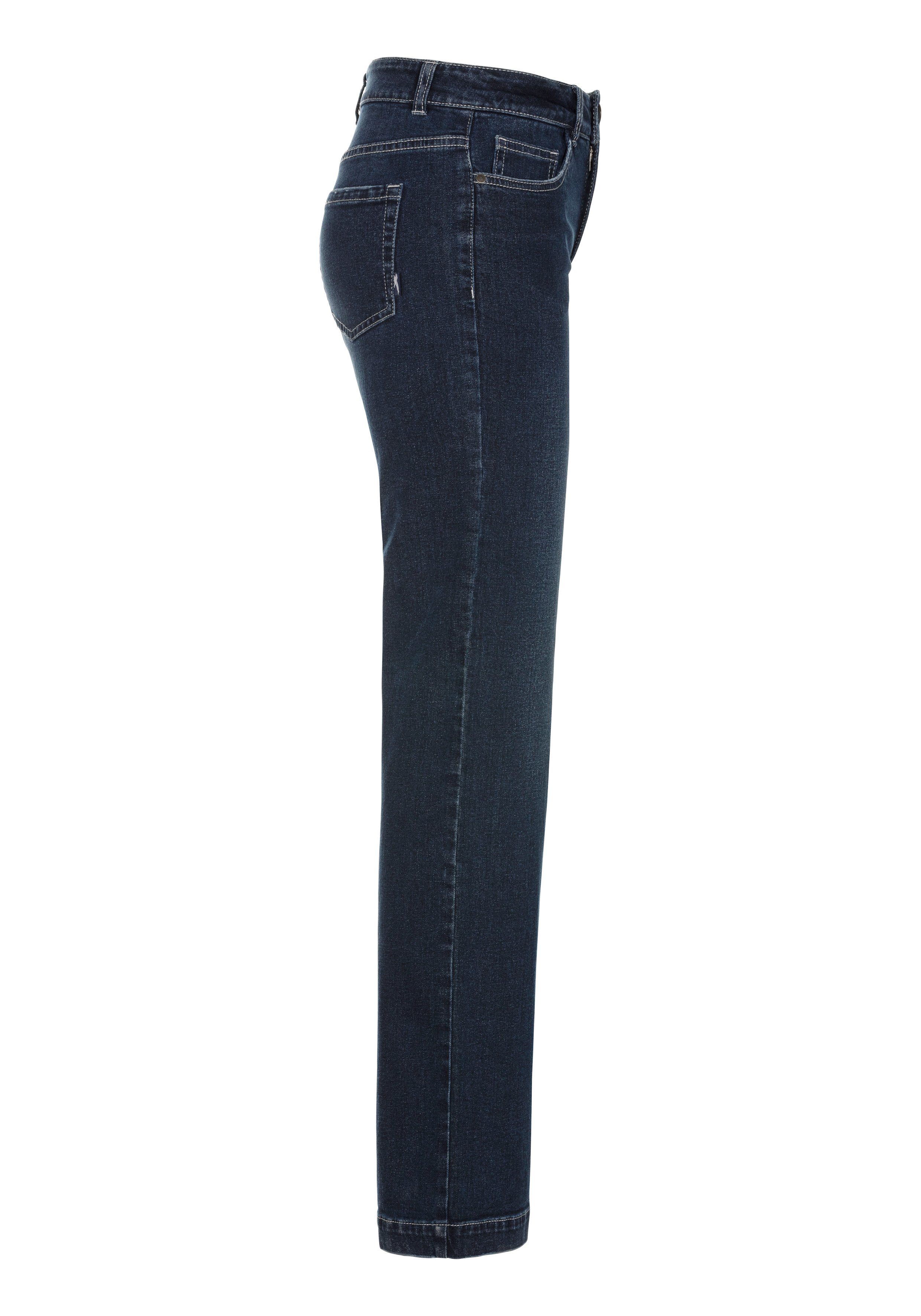 Arizona Weite Jeans weite Beinform, Used-Look-Waschung, hohe Taille