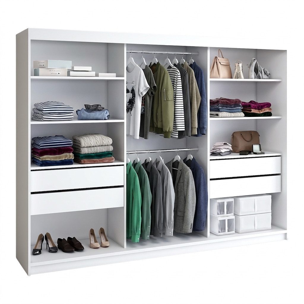 A&J MöbelLand GmbH Schiebetürenschrank ORAVELLE 3-türiger Kleiderschrank mit Spiegel (TOP ANGEBOT! Geräumiger Schrank mit einer Breite von 200 cm ideal zur Aufbewahrung von Kleidung und Accessoires. Wählen Sie das ideale Modell für Ihr Schlafzimmer!, TOP PRODUKT) Breite: 200 cm, Höhe: 215 cm, Tiefe: 59,5 cm