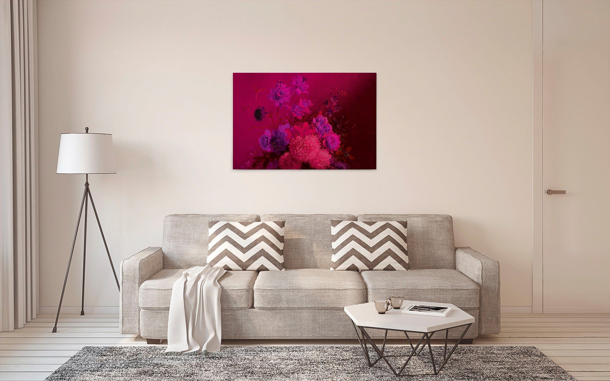 pink, Leinwandbild A.S. (1 St), Keilrahmen Blumen vibrant, lila Blumen-Strauß bouquet rosa, Floral Création Bild