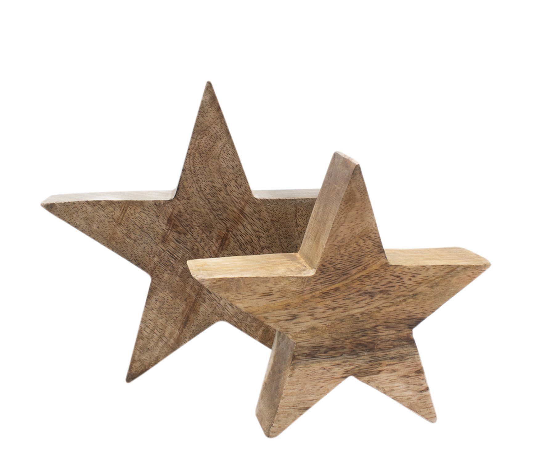 Spetebo Dekostern Mango Holz Stern 2er Set - 20 / 15 cm, Weihnachtstern Tis günstig online kaufen