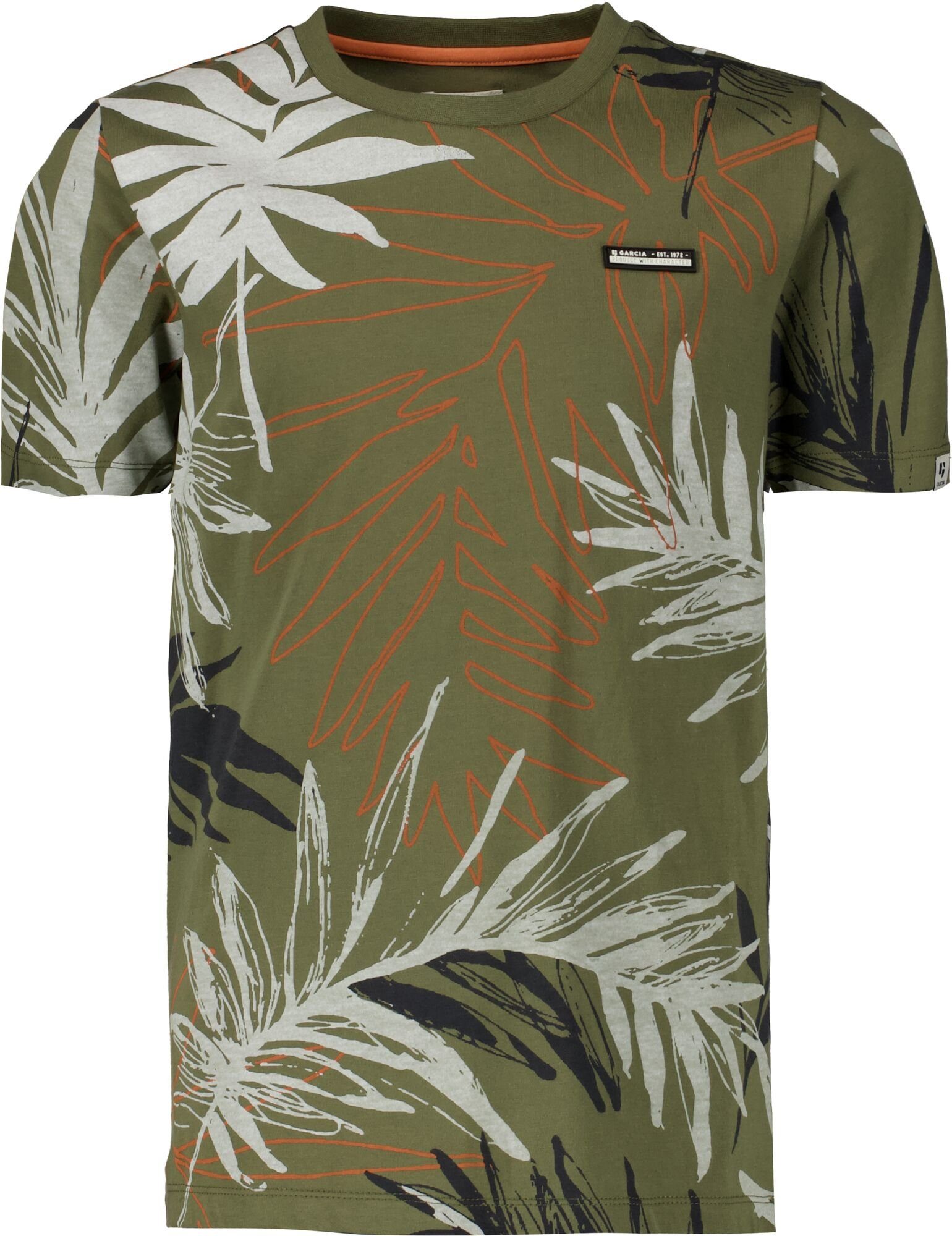 Garcia T-Shirt mit Palmenprint beetle