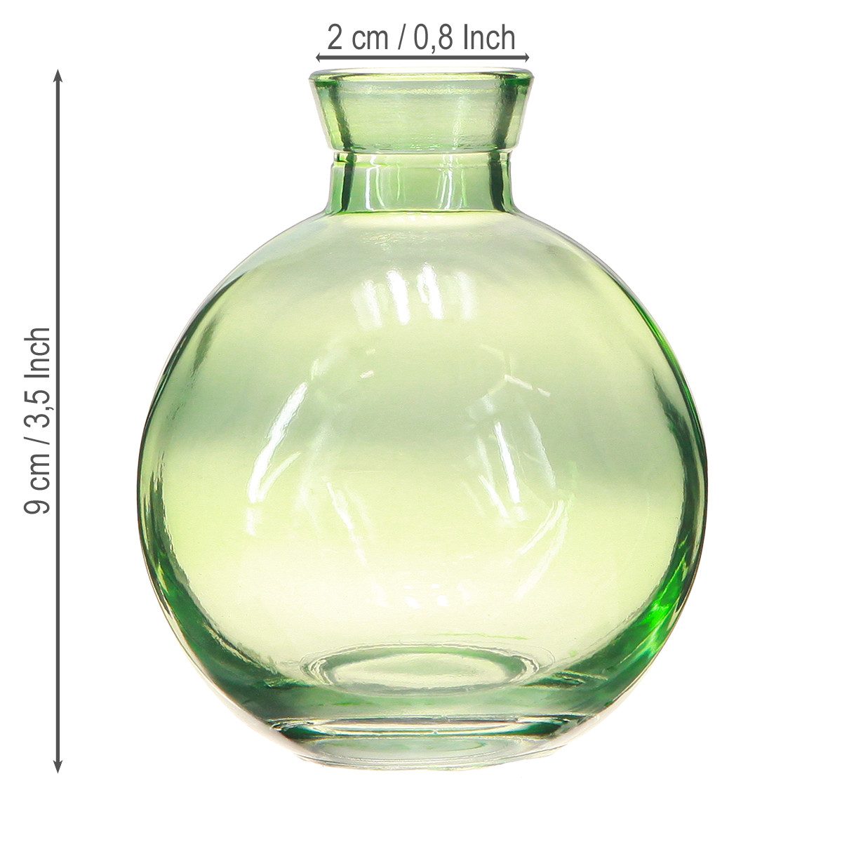 Florists Products Tischvase Kleine bauchige Glasvasen Grün Vintage Ø7,5cm H9cm 6er Set Deko, 6 St