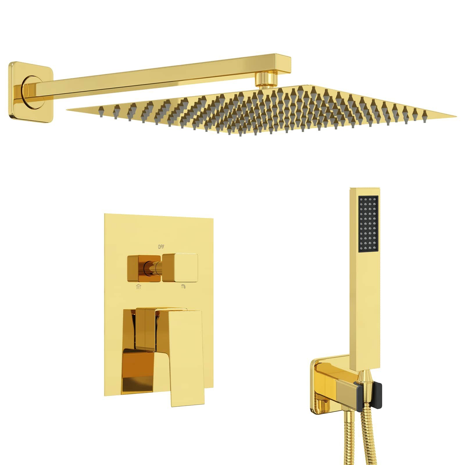 vidaXL Regenduschkopf Verborgenes Duschsystem (Quadrat) Gold Edelstahl 201, (1-tlg)