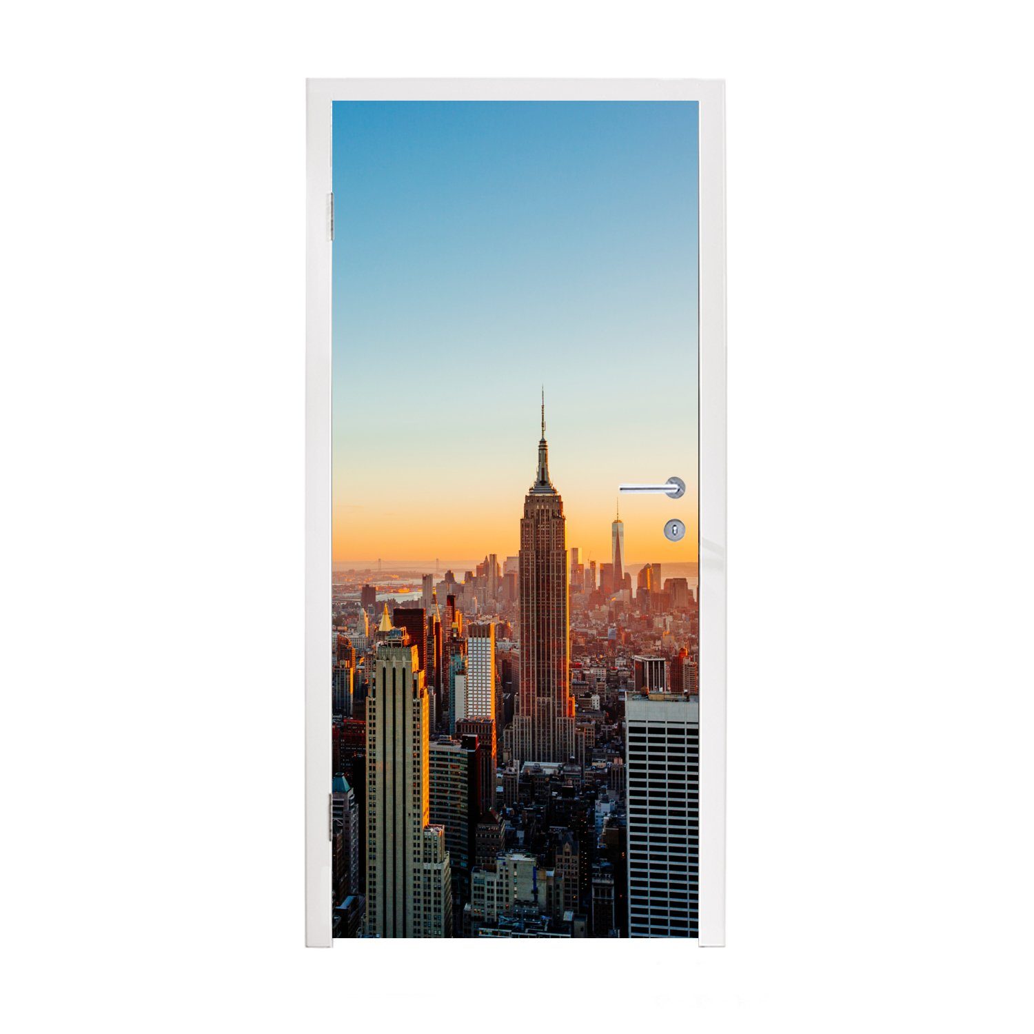 MuchoWow Türtapete New York - Skyline - Sonnenuntergang, Matt, bedruckt, (1 St), Fototapete für Tür, Türaufkleber, 75x205 cm | Türtapeten