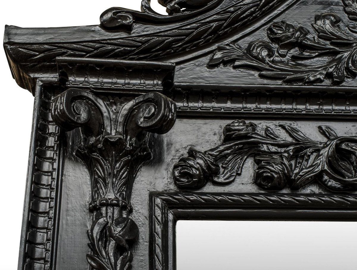 Casa Padrino Barockspiegel Luxus - - Barock Spiegel Handgefertigter Barockstil Spiegel Schwarz Prunkvoll Möbel im Barock Massivholz Edel & 