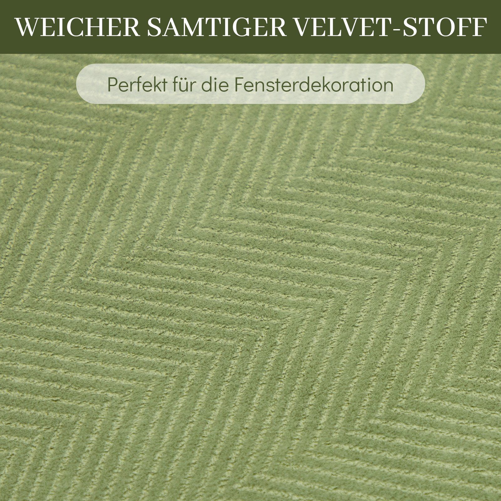 Kräuselband, 50-70% Vorhang, BTTO, Vorhang Gardinen mit Salbei Stück Schlafzimmer, Wohnzimmer Grün Samt Blickdicht Verdunkelungsvorhang, für 2