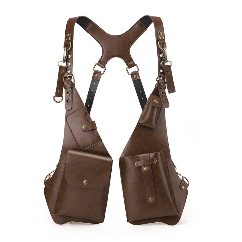 Blusmart Schultertasche Doppelte Schultertasche, Schulterholstertasche (Wasserdichte Retro-Achselholstertasche, mit verstellbarem Riemen), Für Geldbörse, Handy und Schlüssel