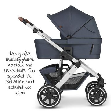 ABC Design Kombi-Kinderwagen Salsa 4 Air Set - Classic Edition - Lake, (5-tlg), Set mit Lufträdern, Babywanne, Sportsitz, Fußsack, Wickeltasche