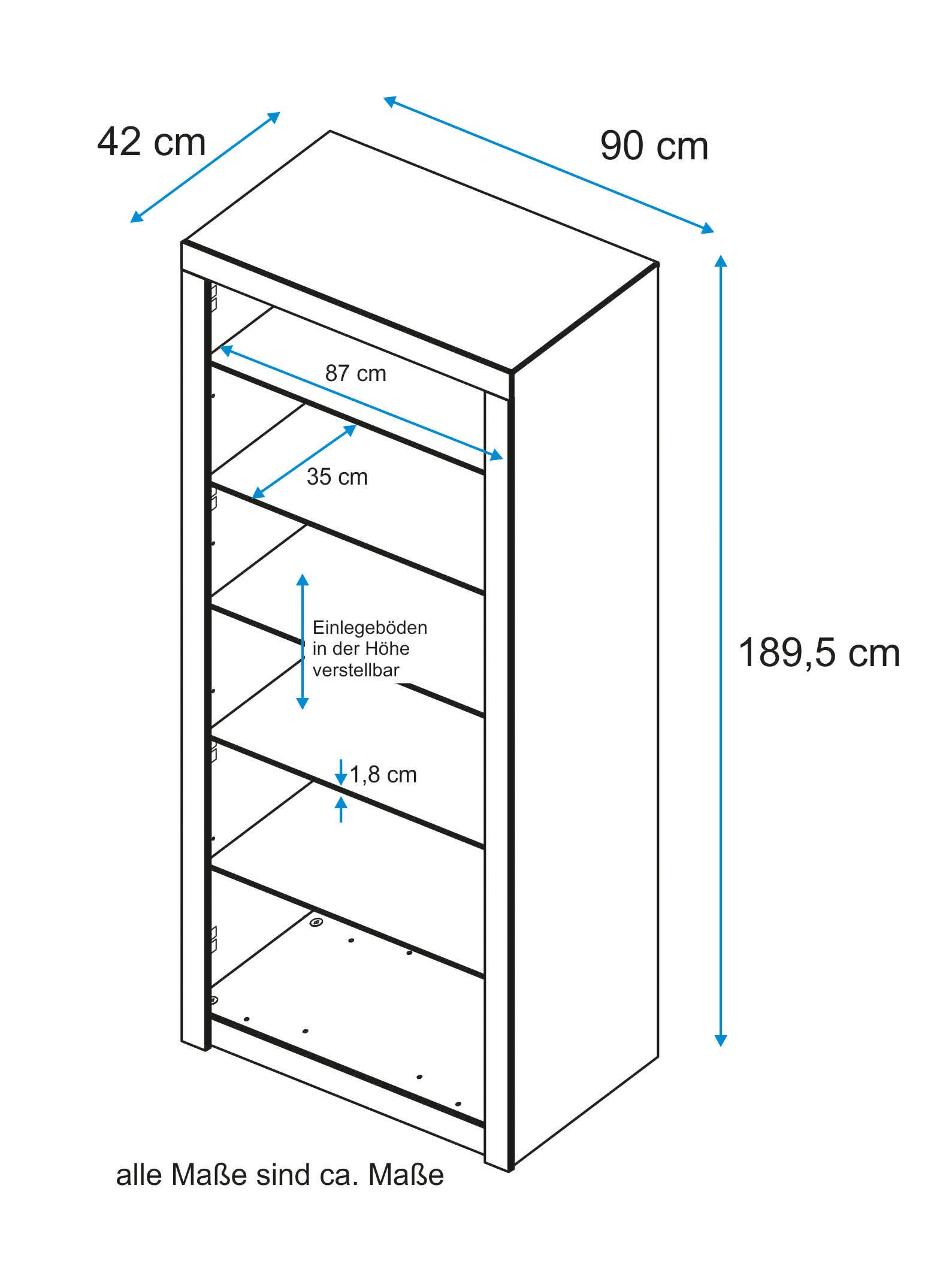 VOGL Möbelfabrik Bücherregal Toronto, in 2 Höhen, Breite 90 cm, teilmassiv, günstig online kaufen