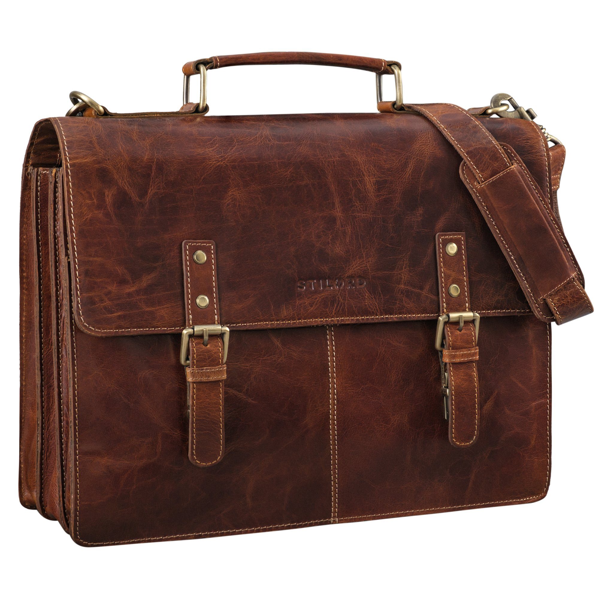 STILORD Aktentasche "Bernd" Vintage Dokumententasche A4 Leder