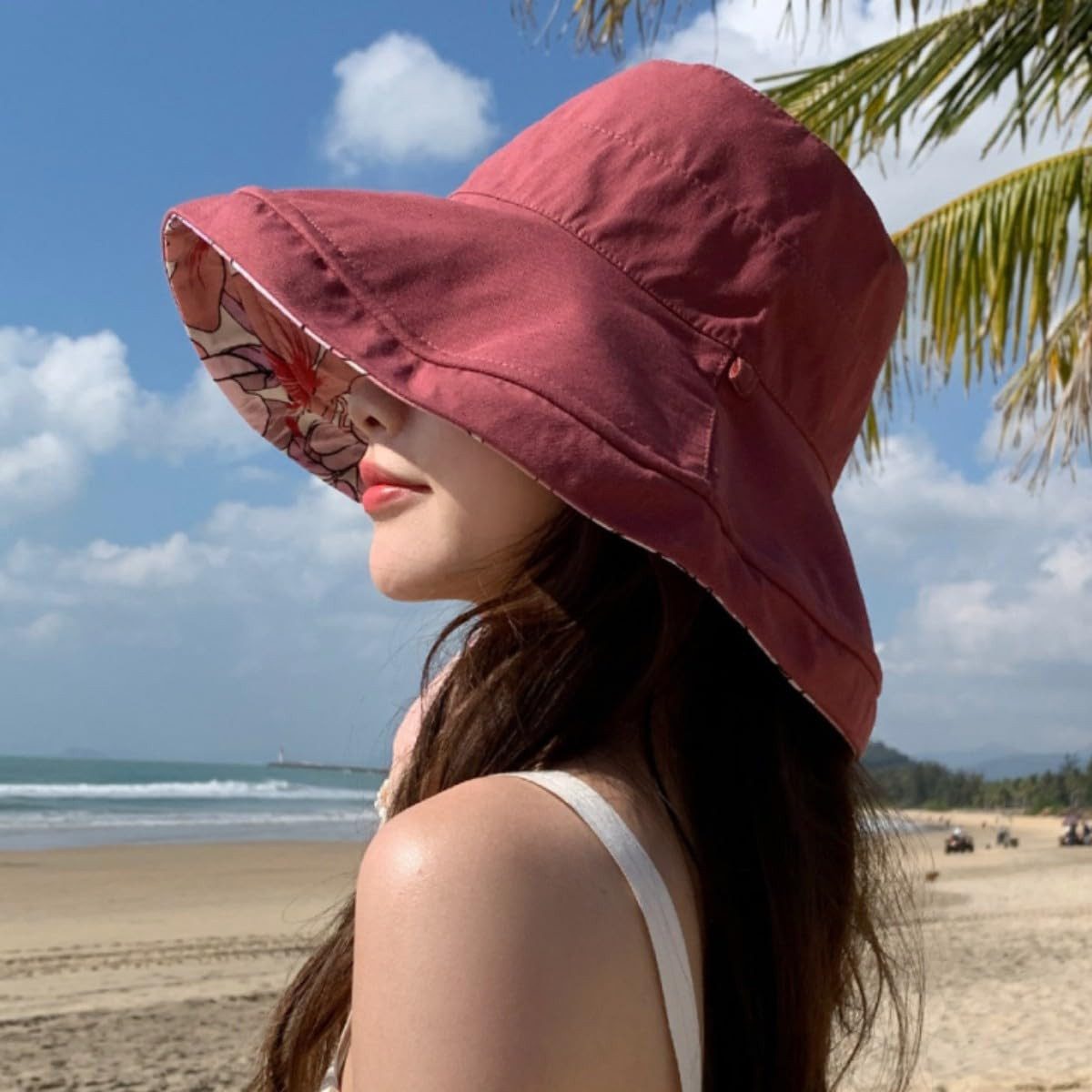 Bwecuy Fischerhut Wendbarer Fischerhut Damen – Bucket Hat mit UV-Schutz & breiter Krempe, Sommer Sonnenhut für Strand, Reisen & Outdoor