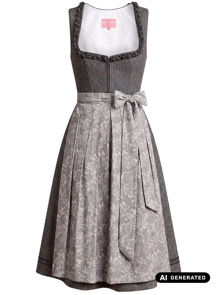 Krüger Madl Dirndl Dirndl Ryselle 70cm Länge grau