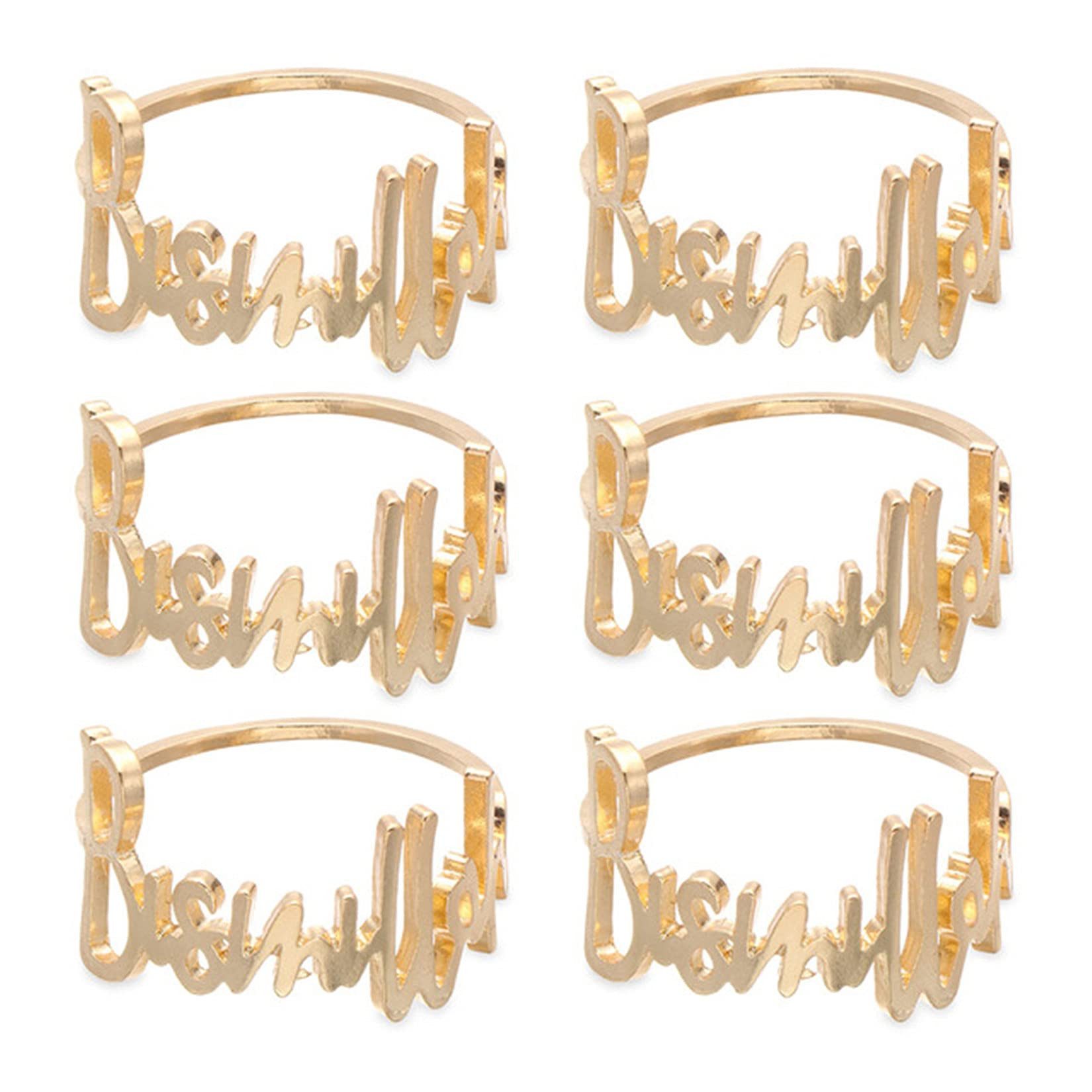 FOUORTUNATE-BEE Serviettenring 6 Stück Bismillah Letter Metall Serviettenring Set, (Alphabet Serviettenschnallen Halter, 6-tlg., Tischdekoration für Hochzeit, Party, Ramadan, Bankett)