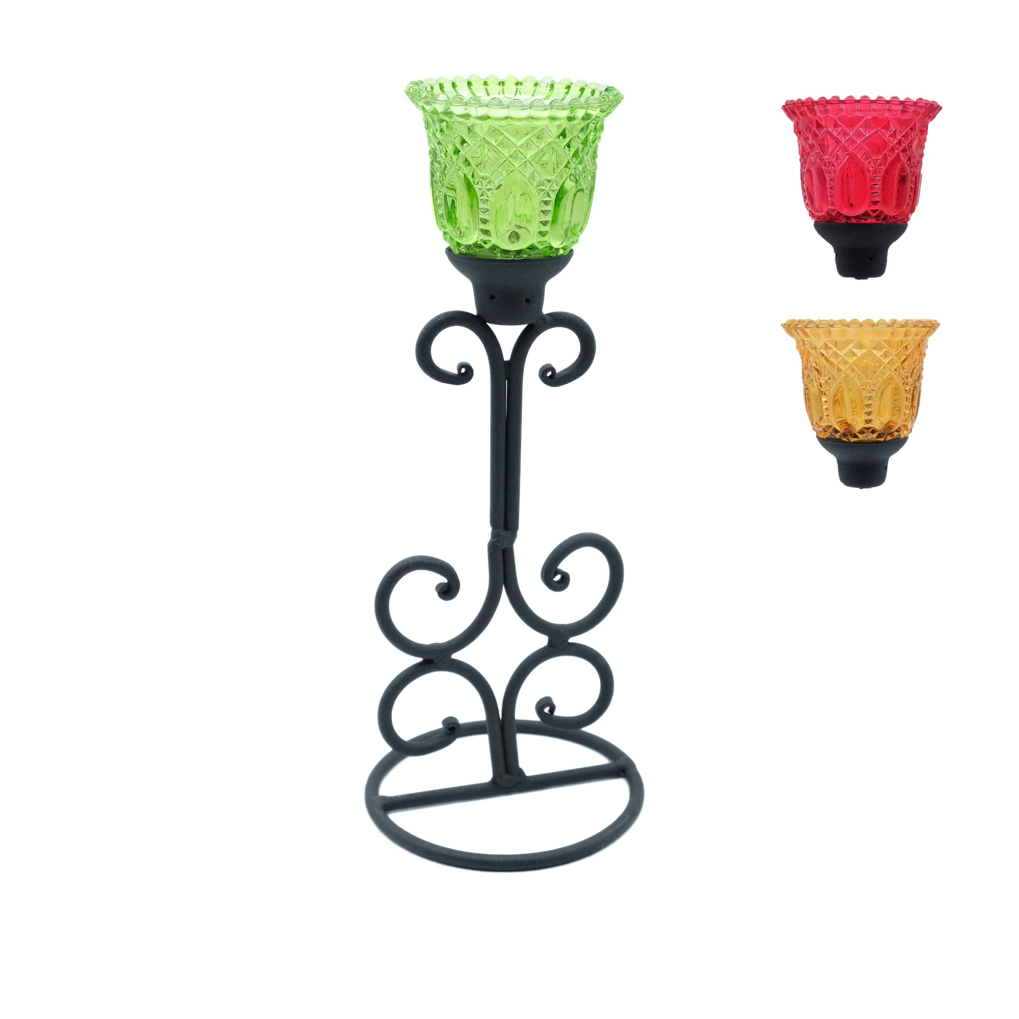 DeColibri Kerzenständer Glas, Kerzenständer, grün standfest Teelichthalter Kerzenhalter