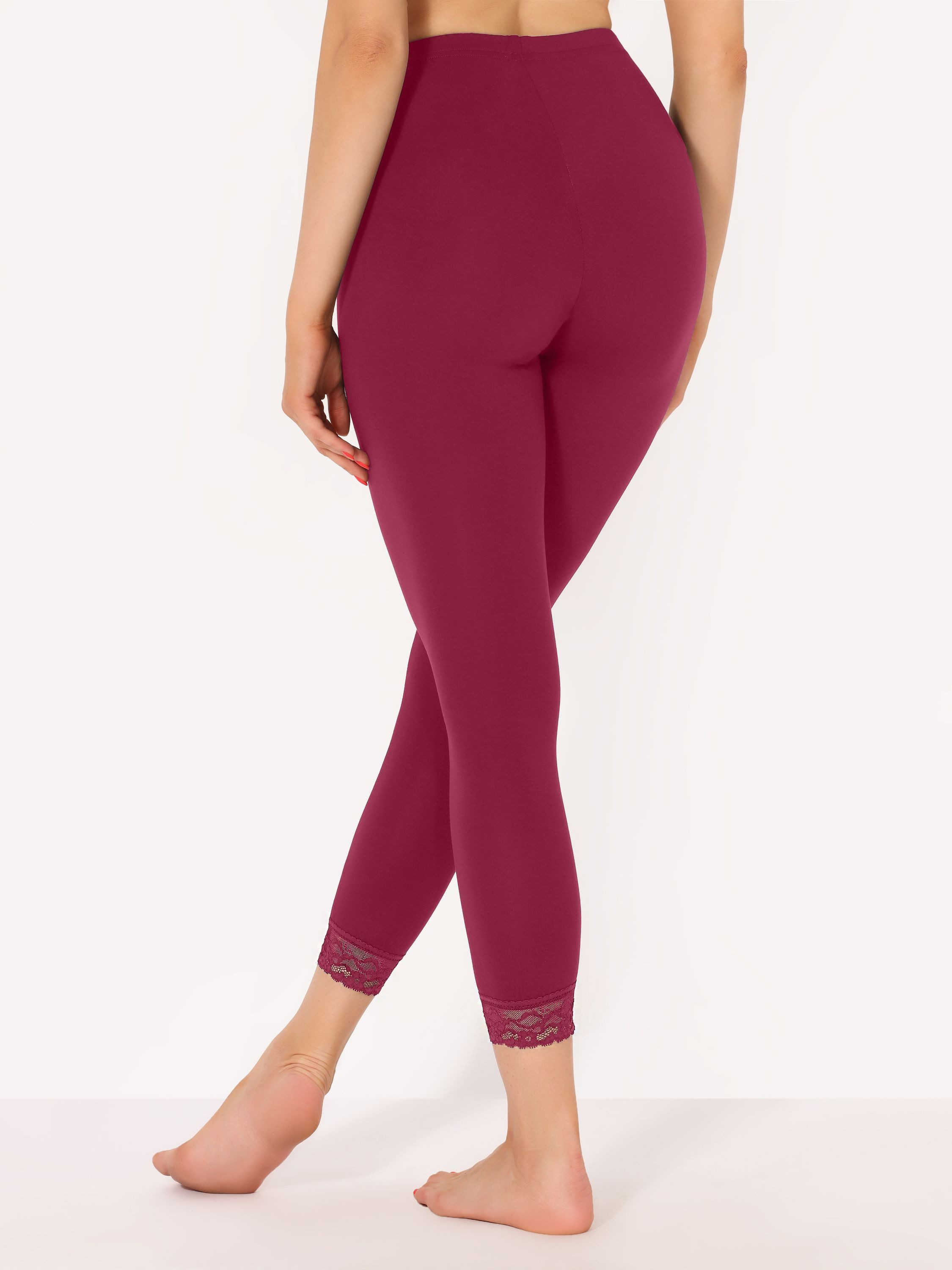 Merry Style Leggings Damen 7/8 Hose mit Spitze MS10-342 (1-tlg) aus Viskose