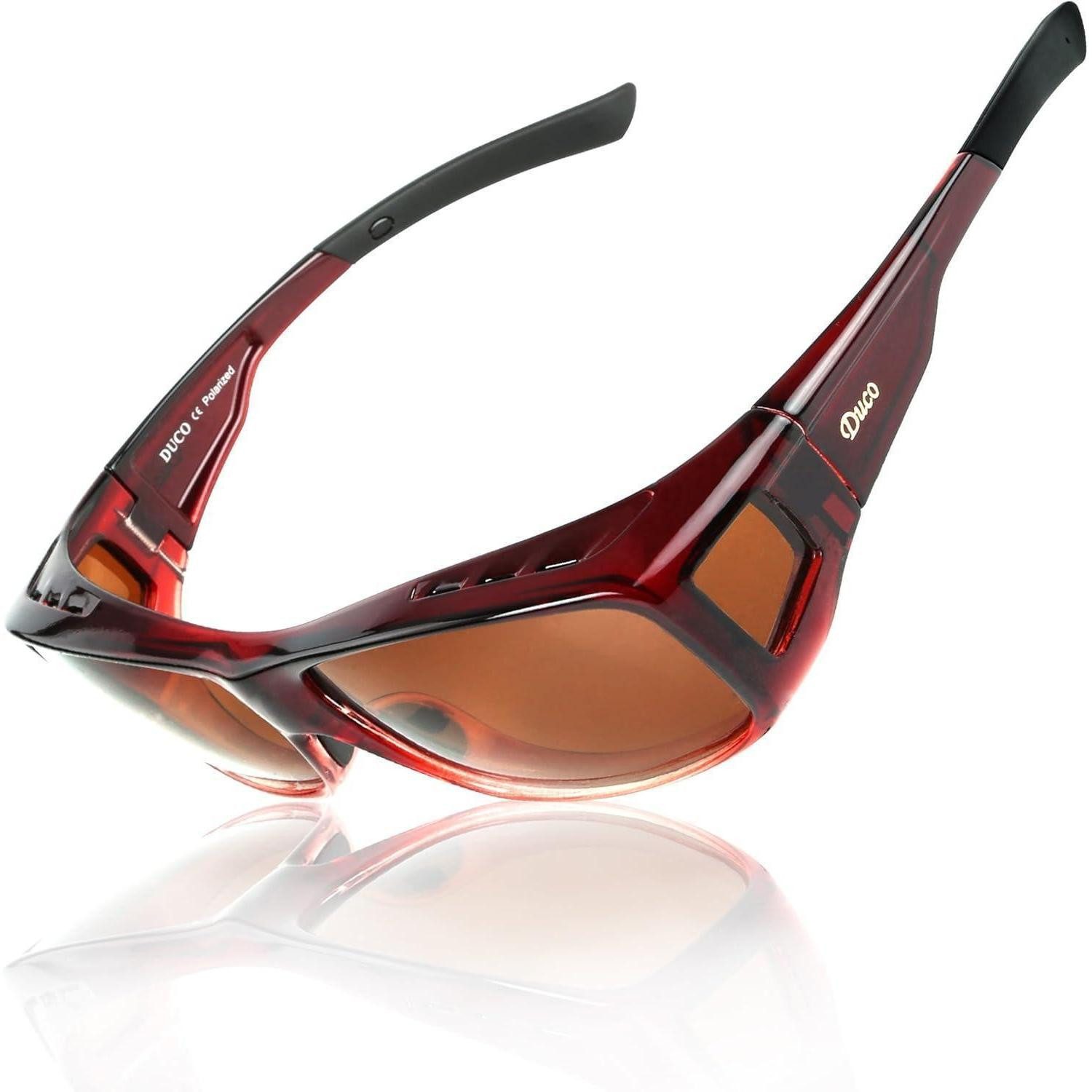 Sonnenbrille Sonnenbrille Herren Damen Polarisiert UV400 Fit Over L Wein Rot Braun